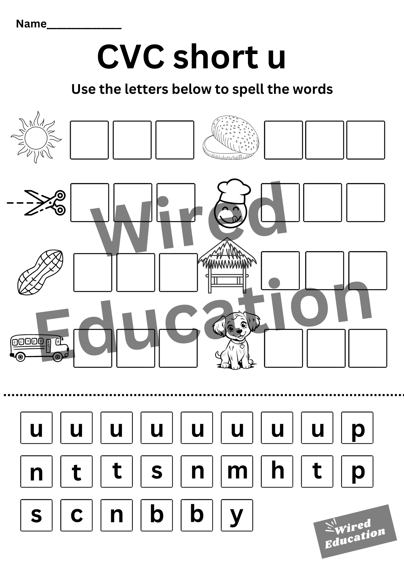 CVC short u spelling