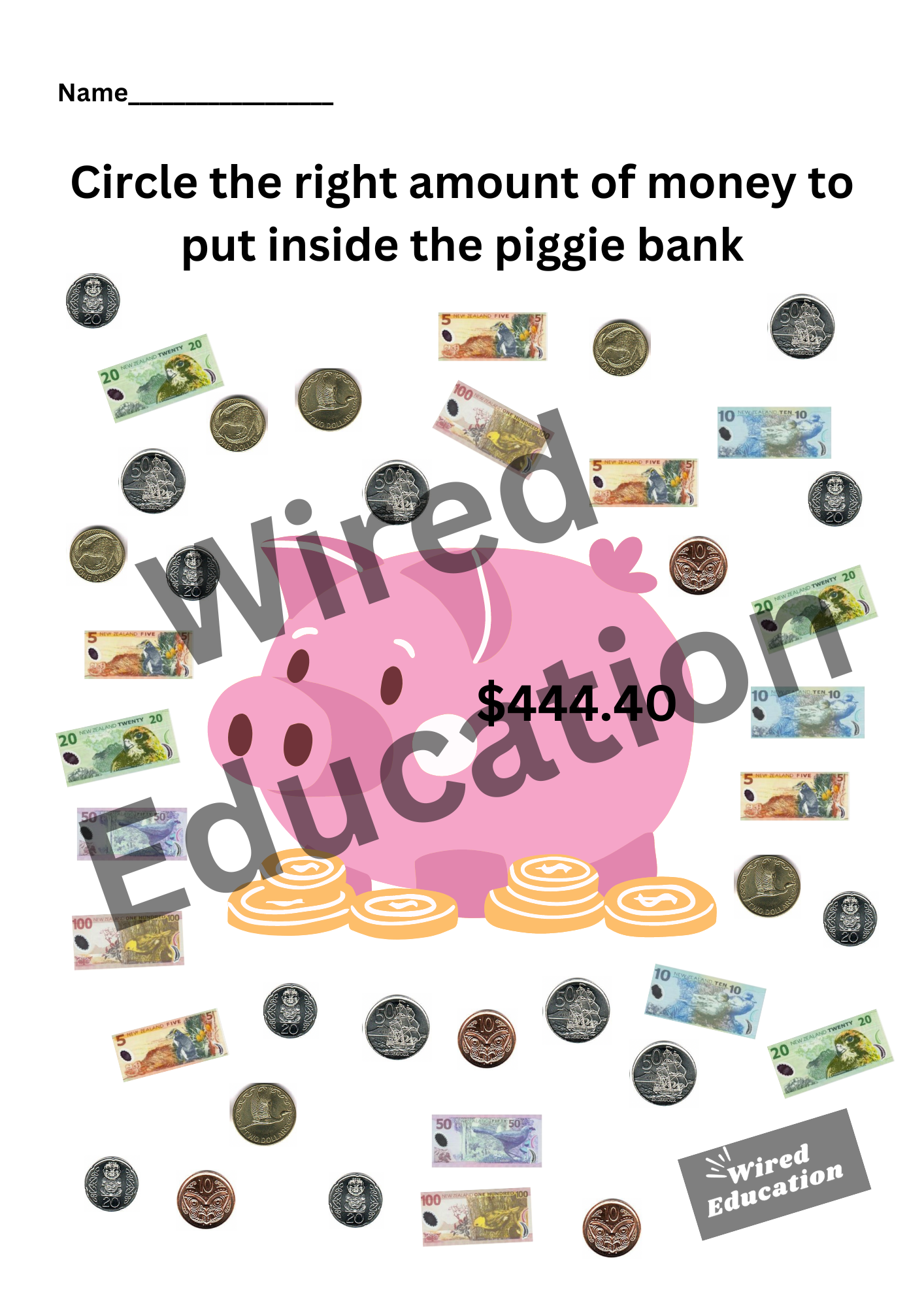Circle the money $444.40