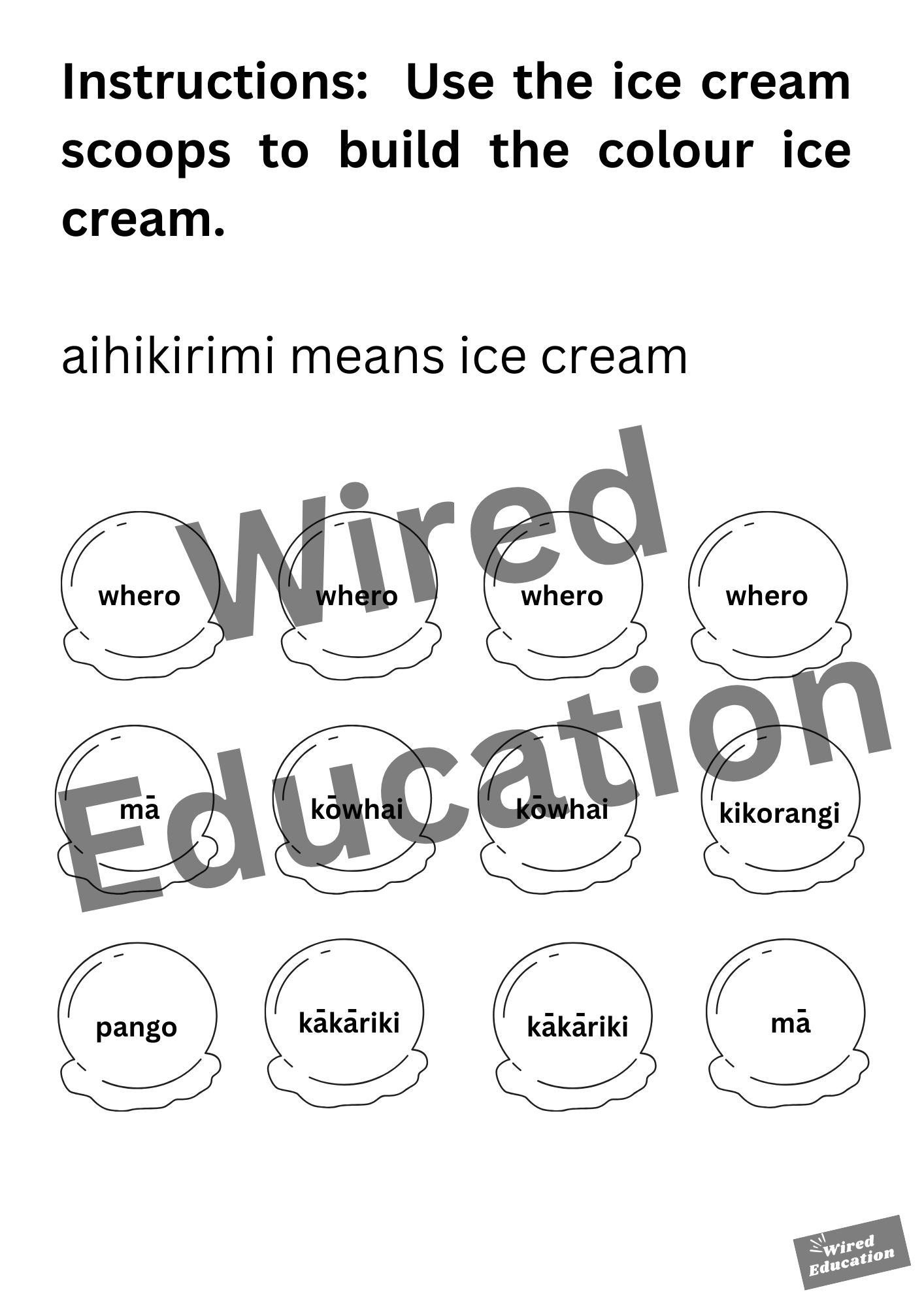 Maori Colour ice creams