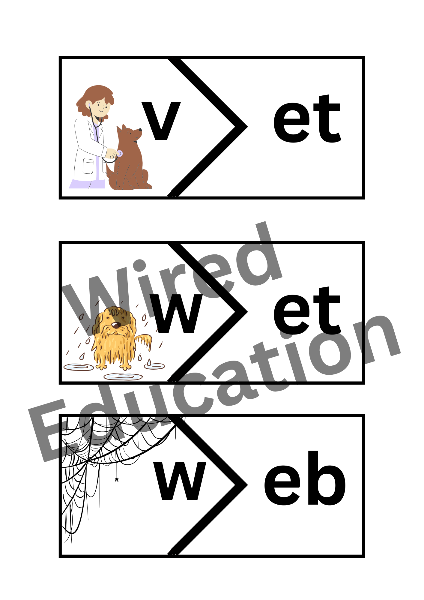 CVC short e word matching
