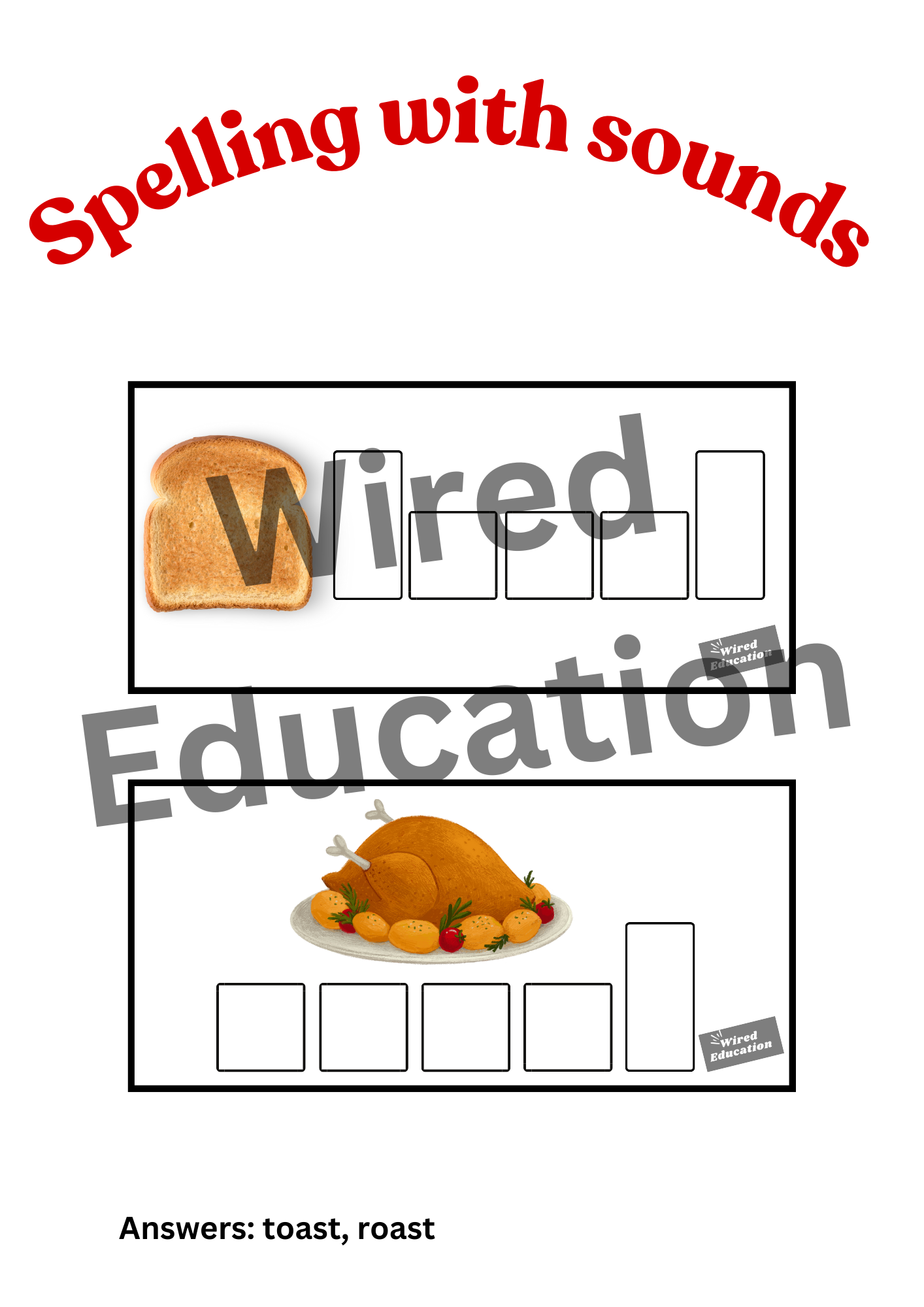 Spelling with sounds oa words