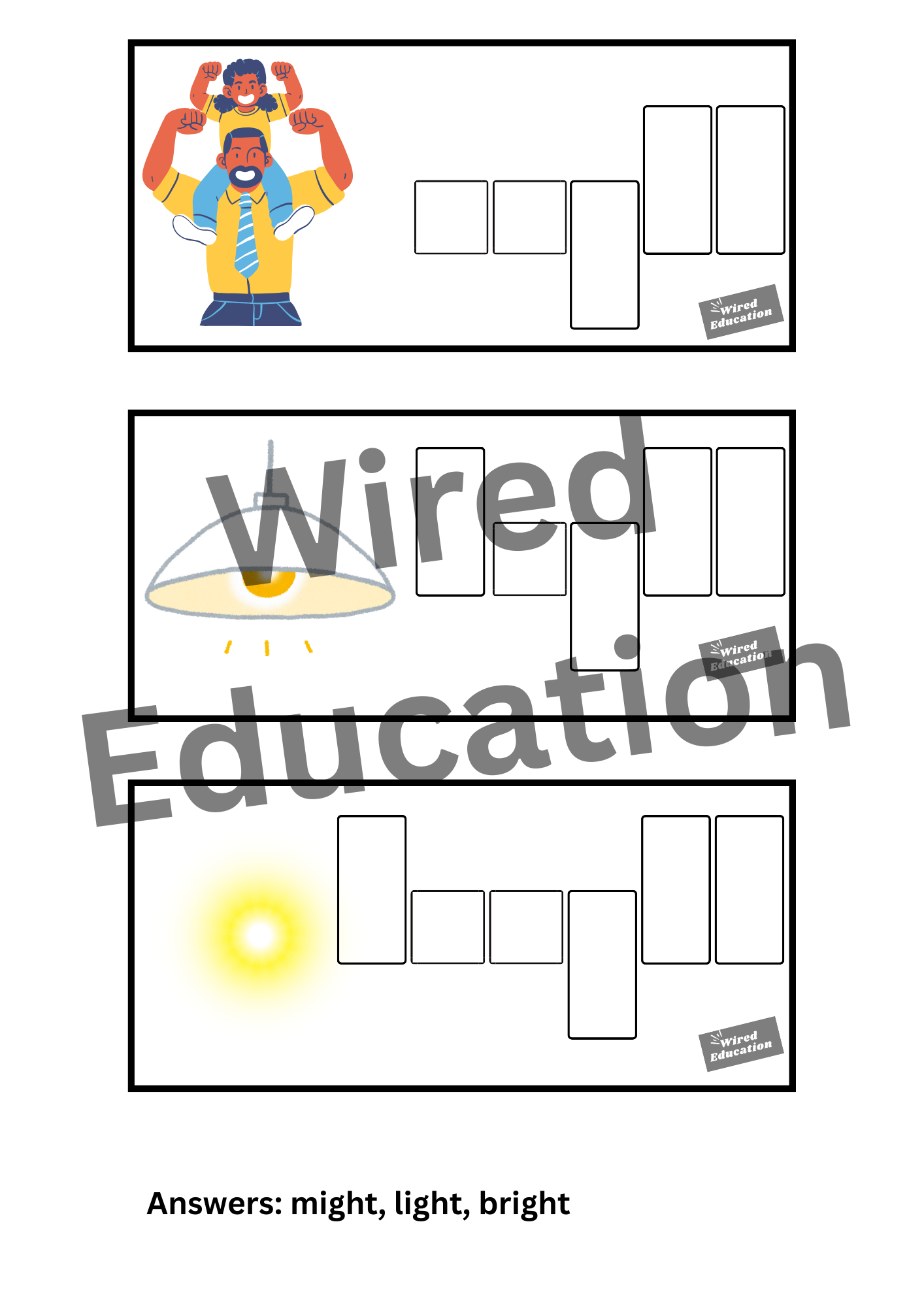 Spelling with sounds igh words