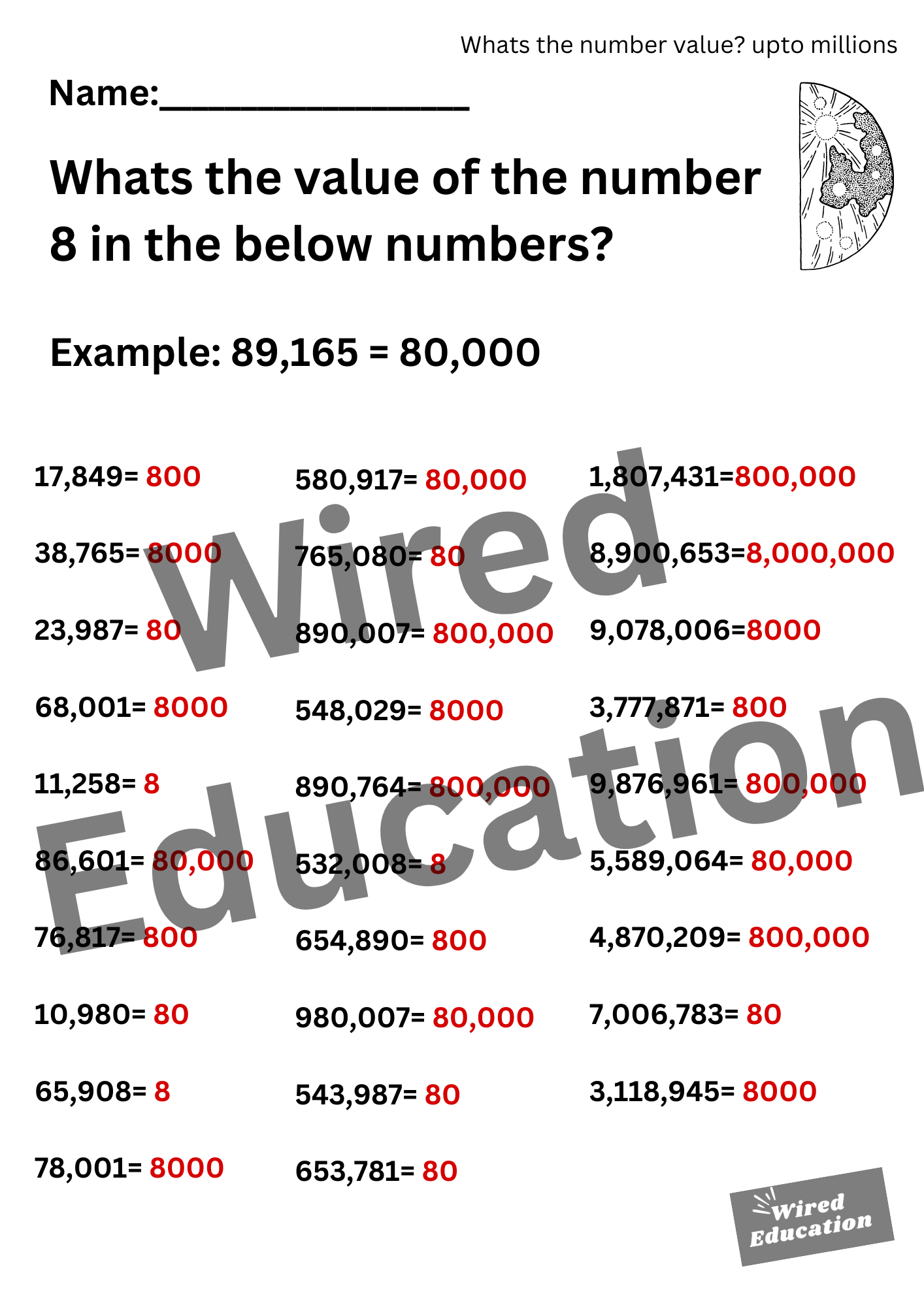 Number Value (up to millions)