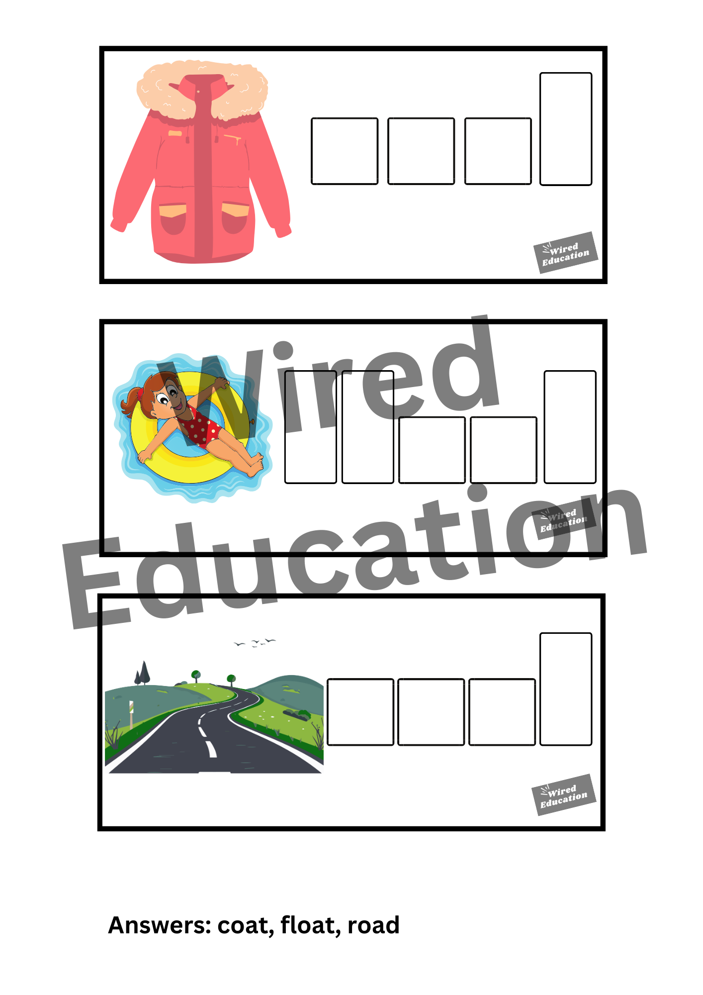 Spelling with sounds oa words