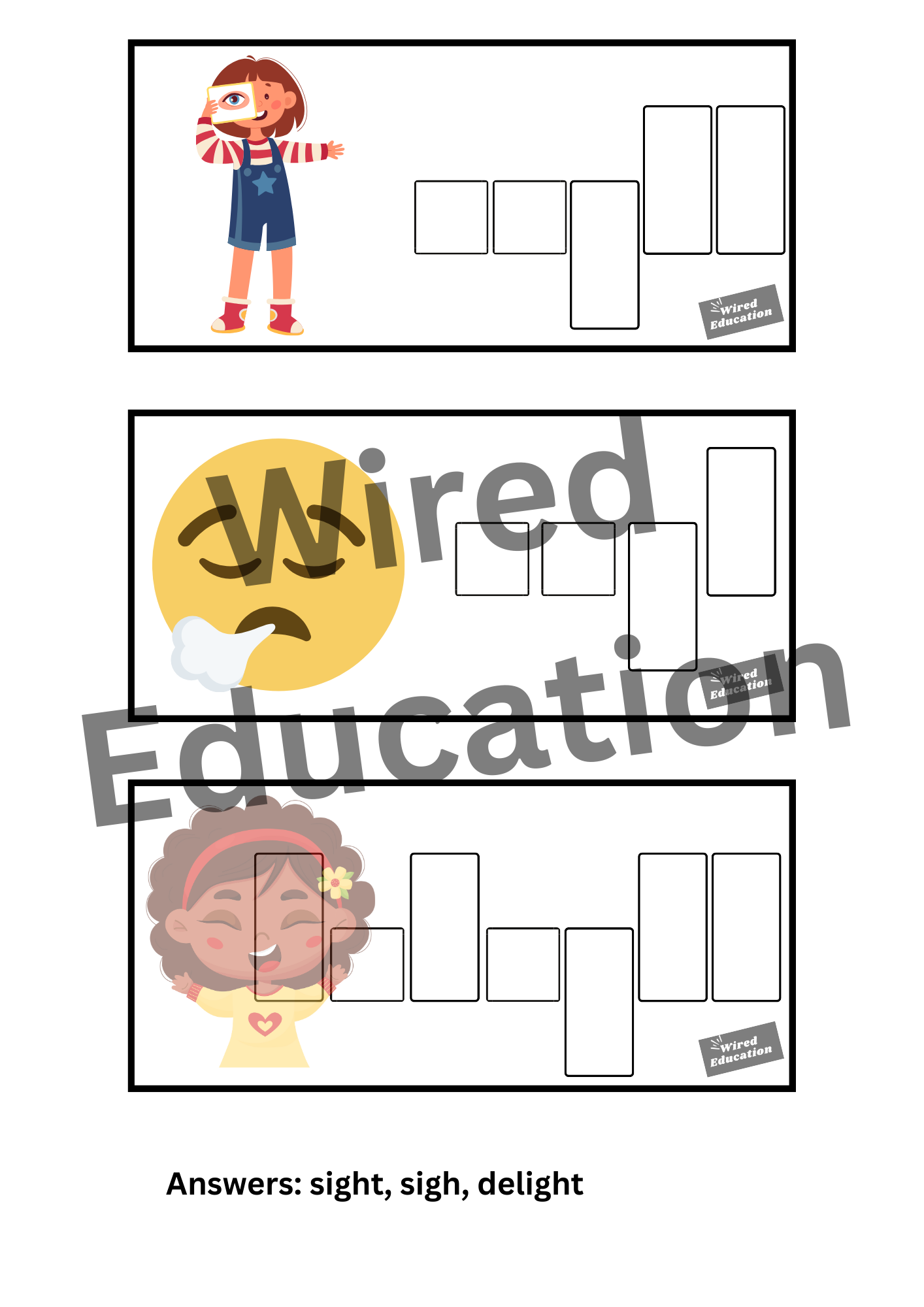 Spelling with sounds igh words
