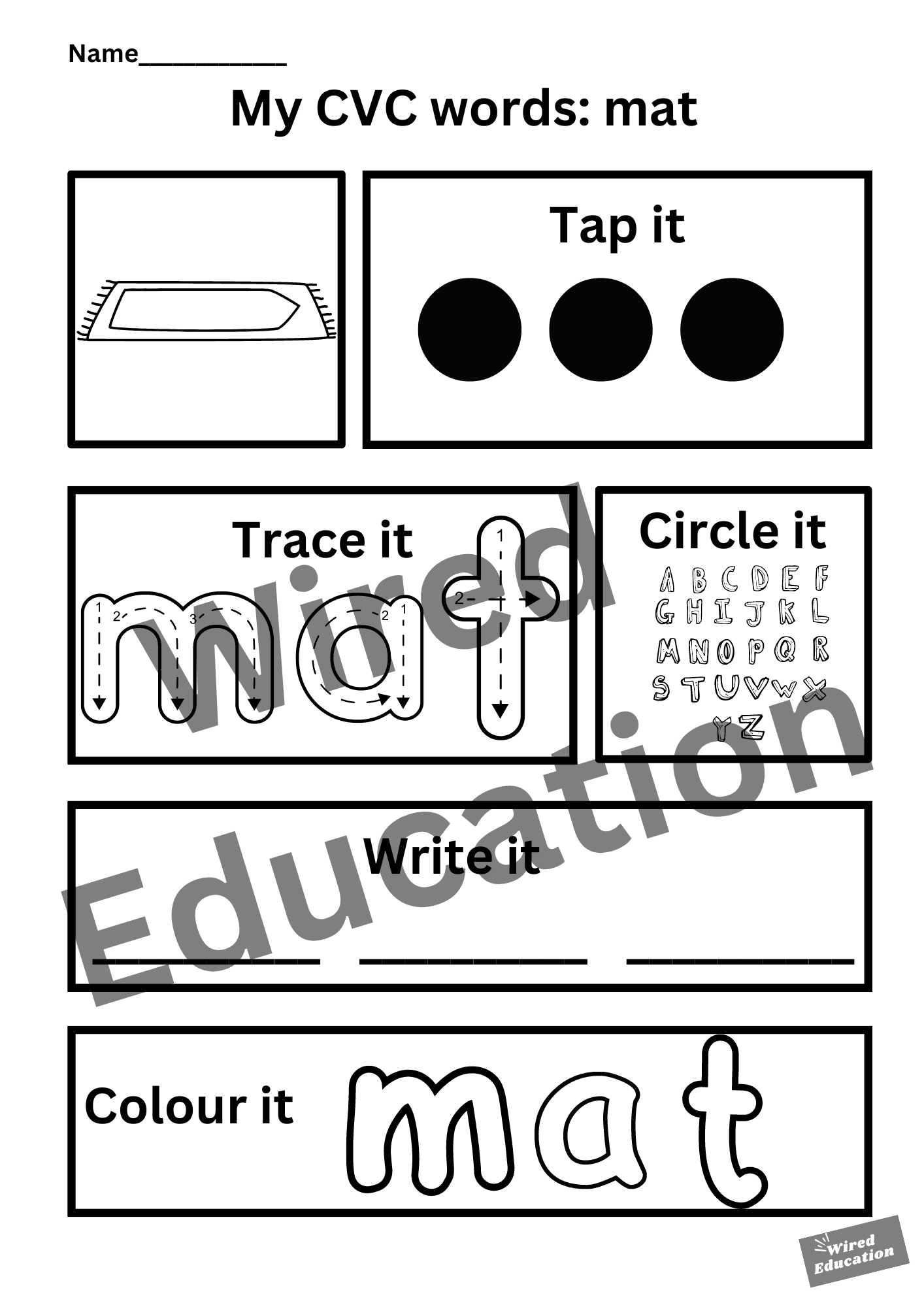 My CVC words- mat