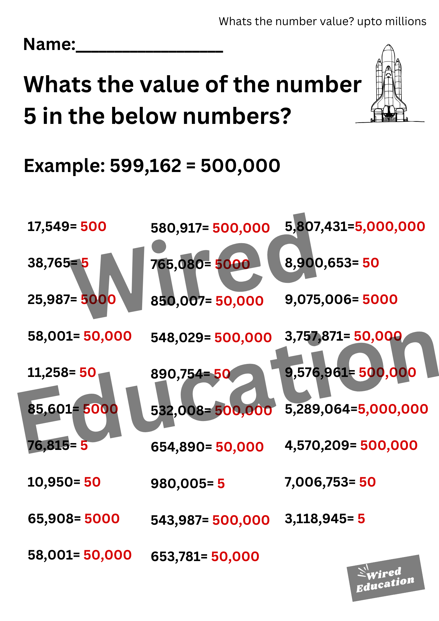Number Value (up to millions)