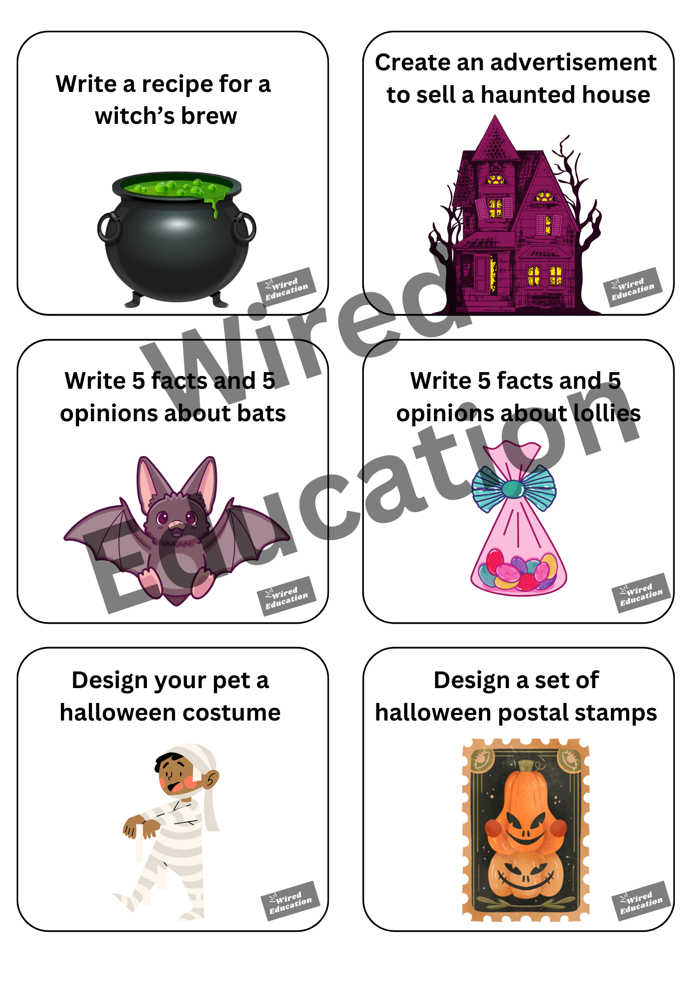 Halloween writing cards