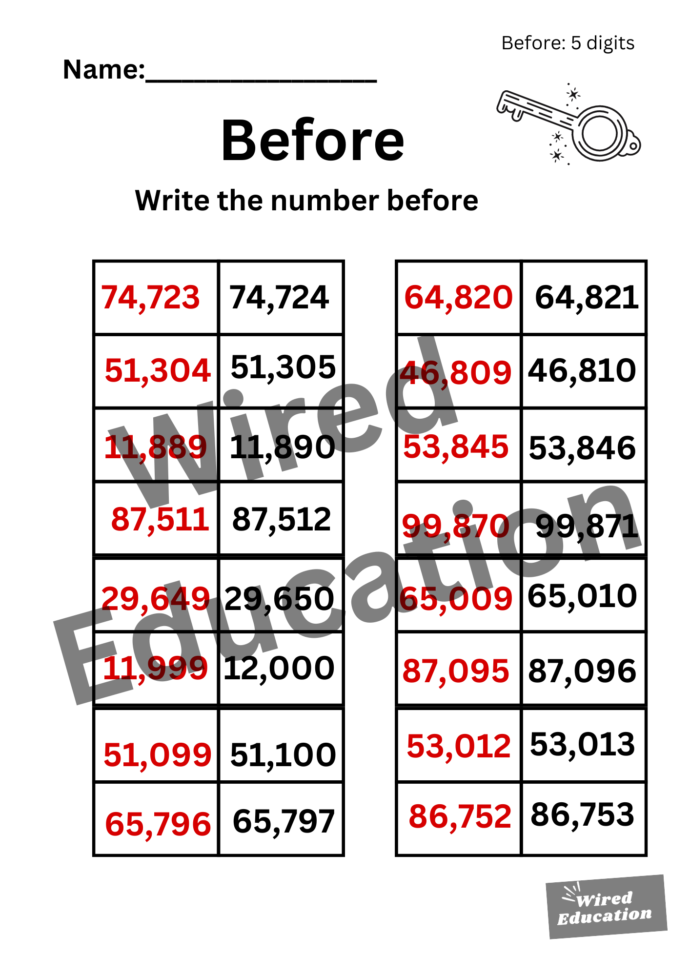 Numbers Before (5 digits)