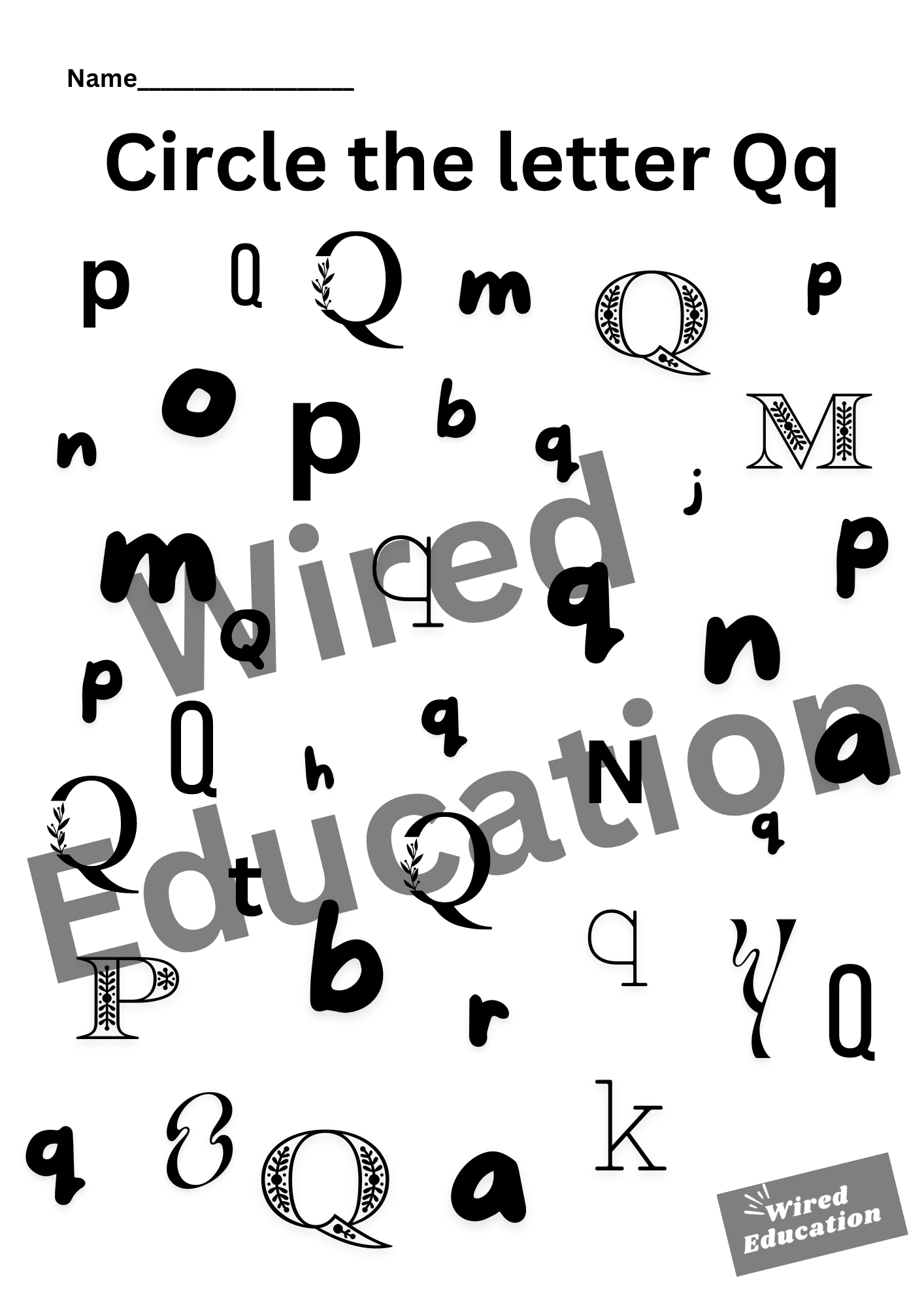 Circle the letter Q