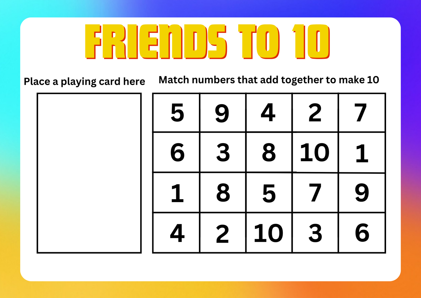 Game: Friends to 10