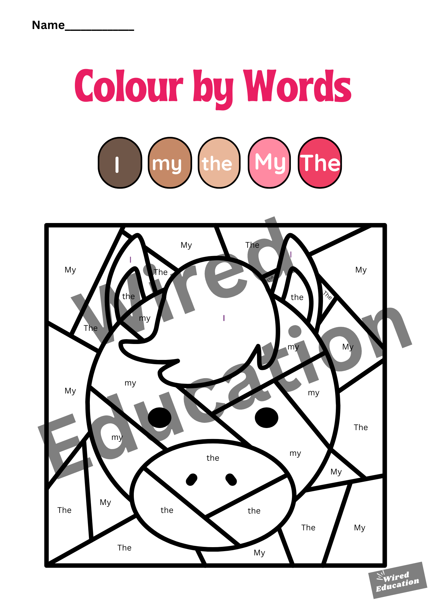 Colour by words horse