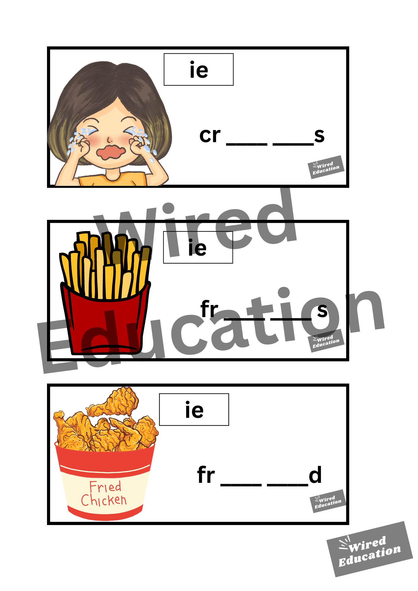 ie flash cards (ie sound only)