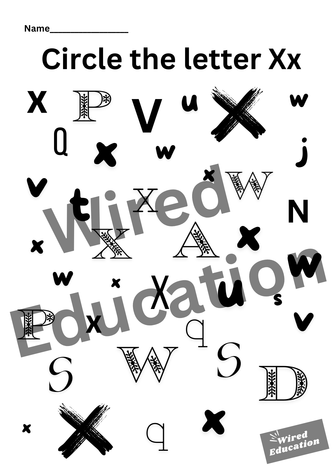 Circle the letter X