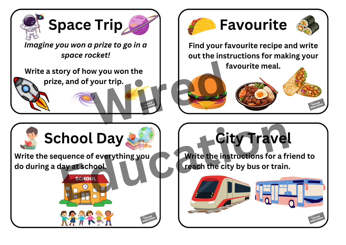 Writing Cards Set A