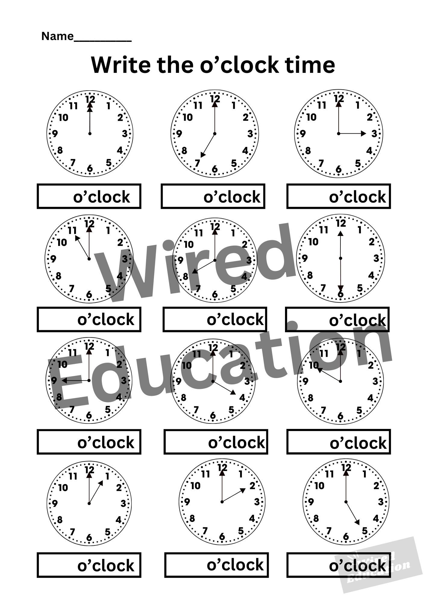 Write the o'clock time