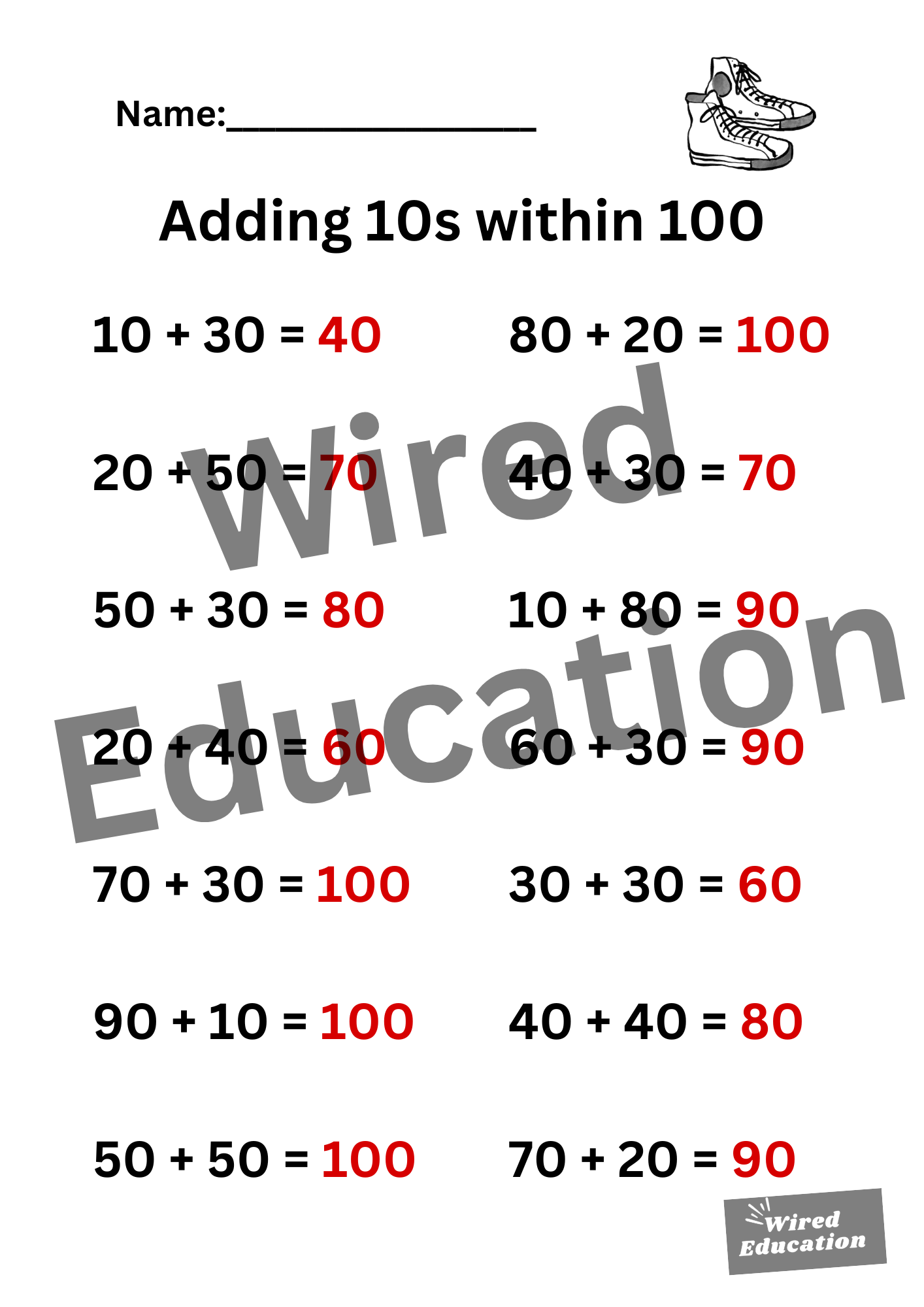 Adding 10s within 100