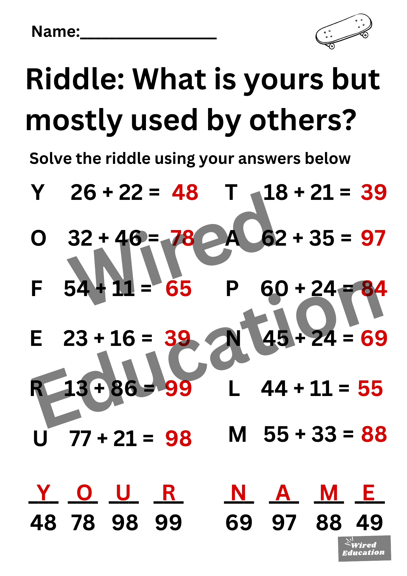 Riddle (2 digit addition with no regroupings)
