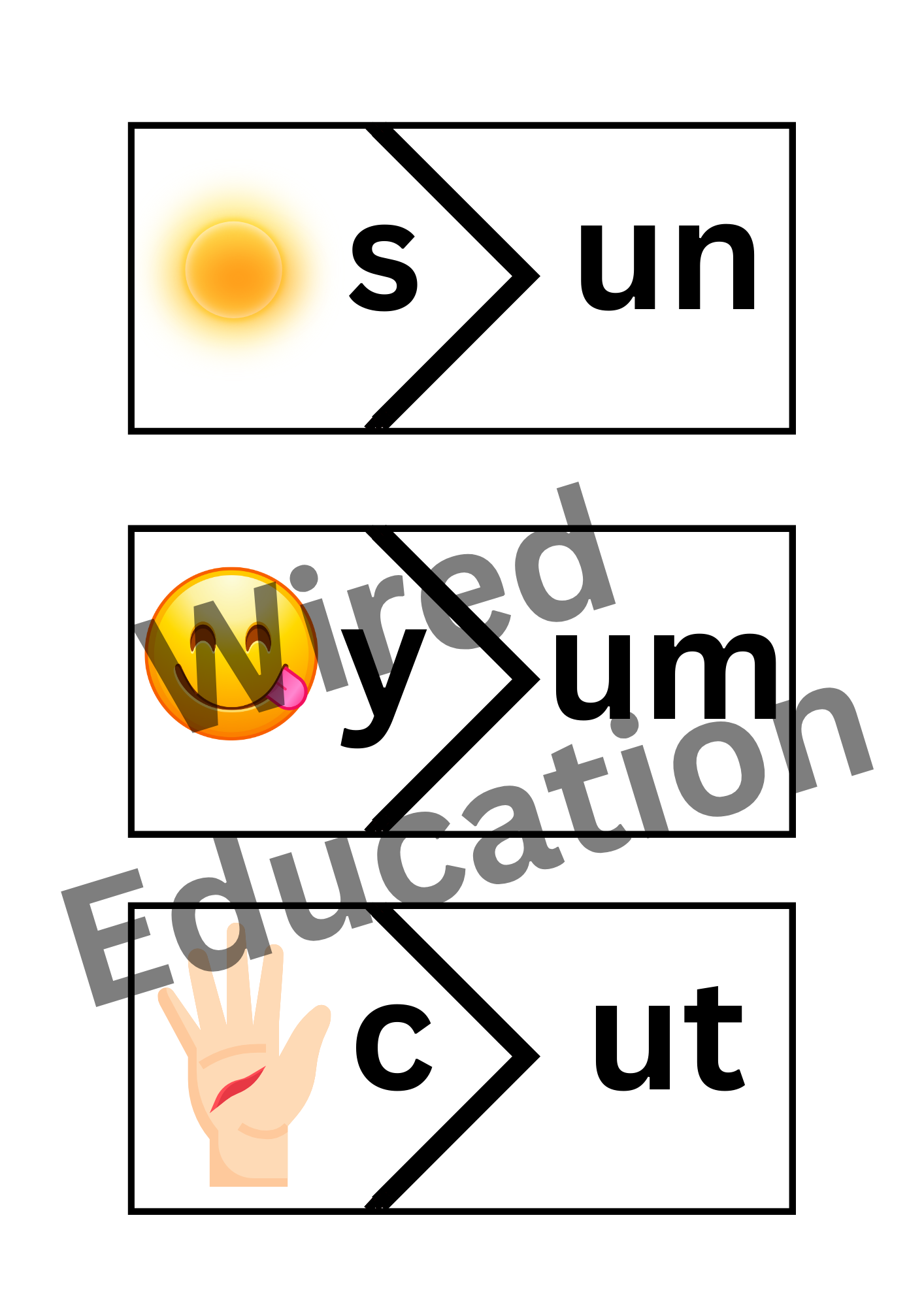 CVC short u words matching