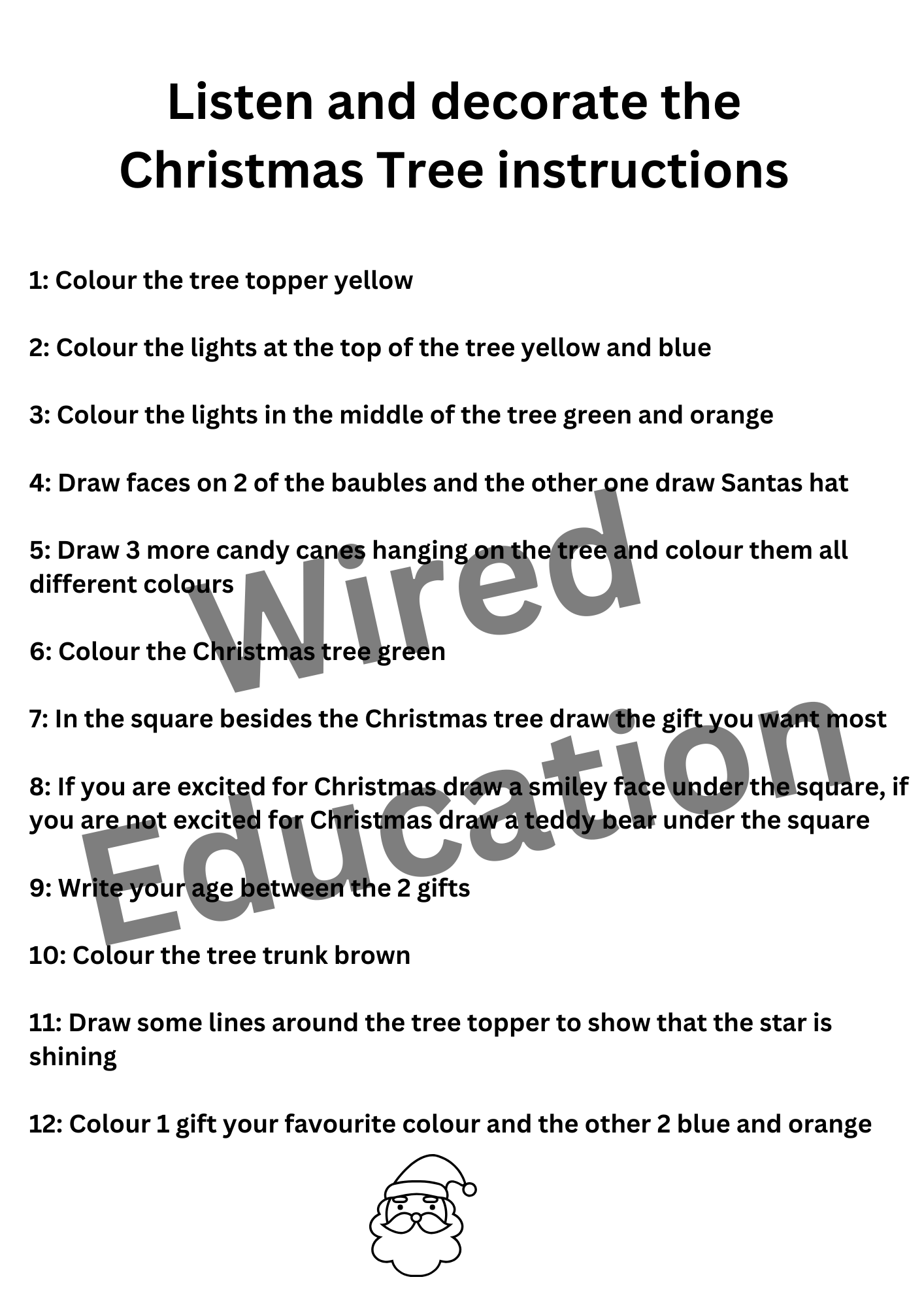 Christmas listen and colour directions