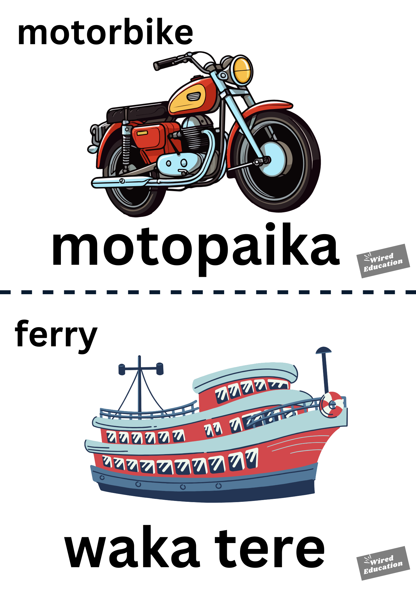 Maori vehicle words with pictures