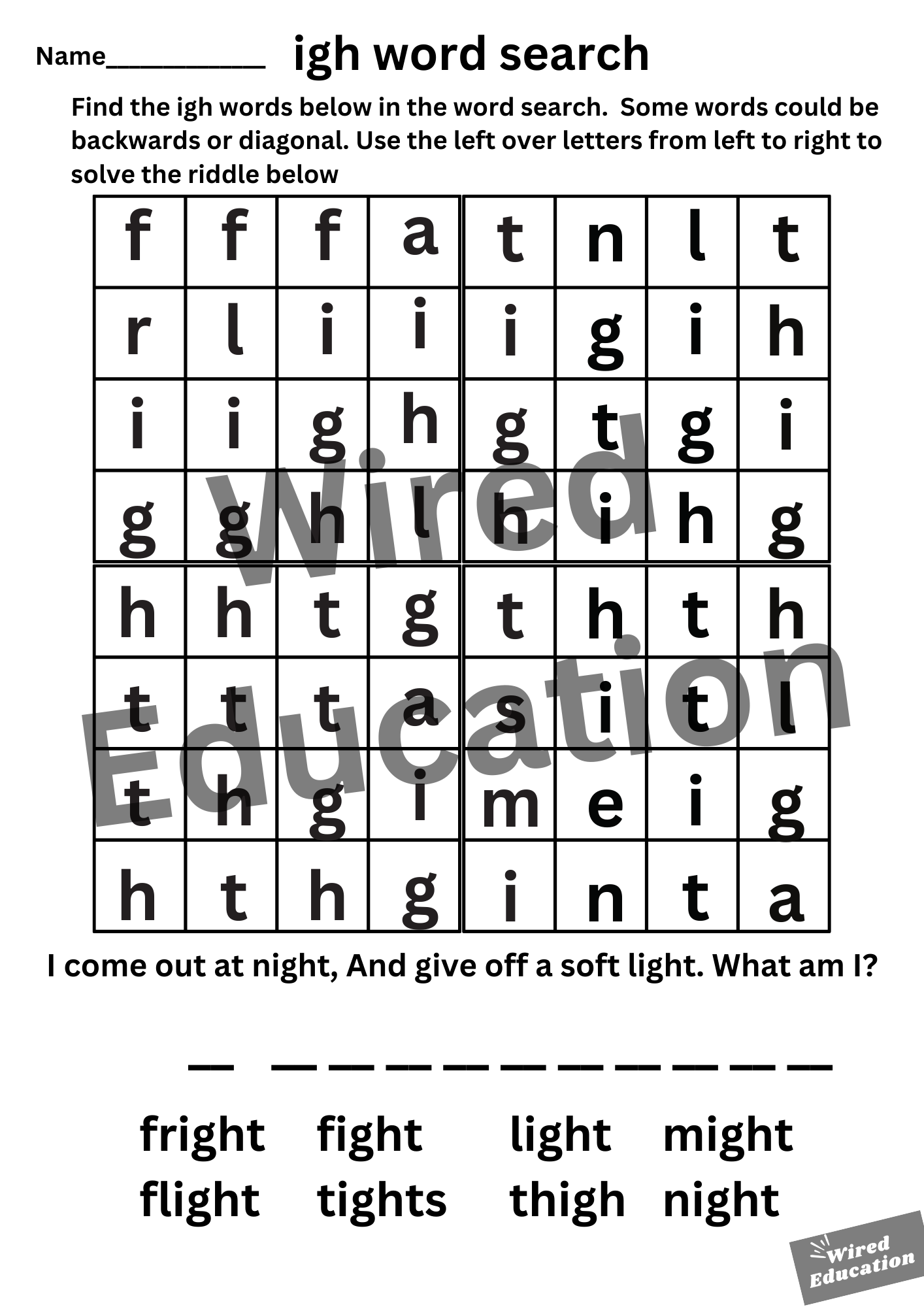 igh word search