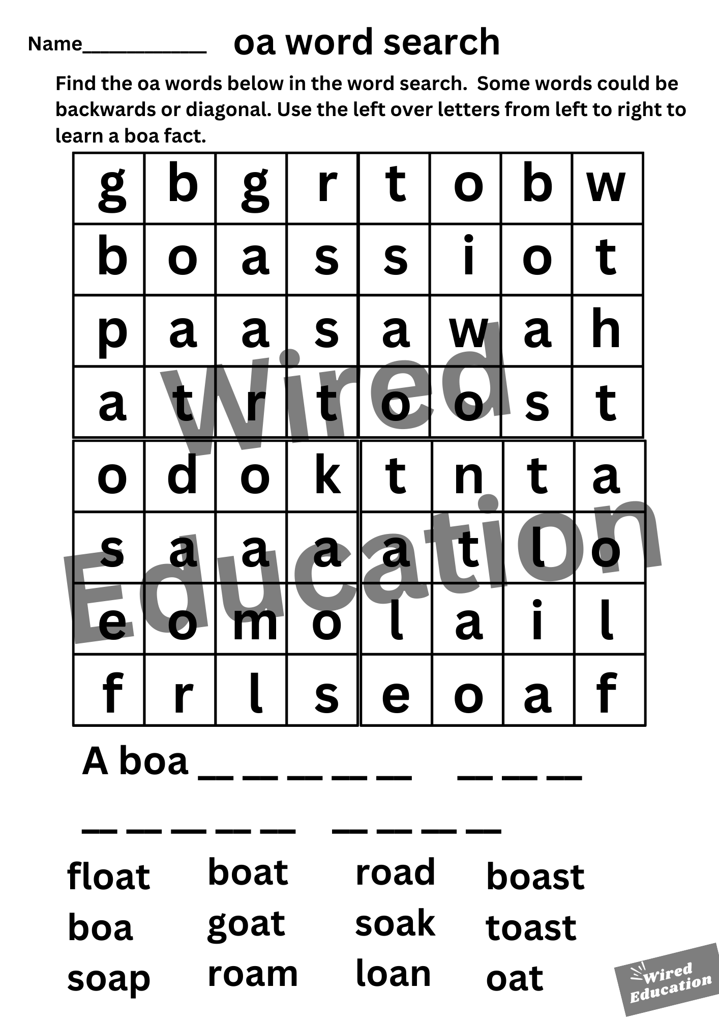 oa word search