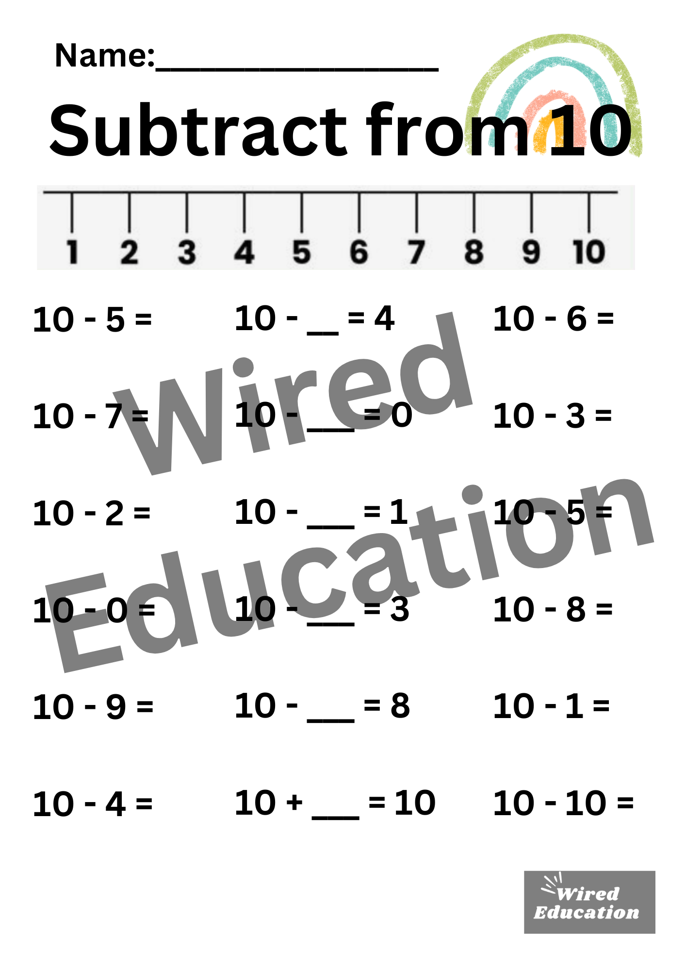 Subtraction from 10