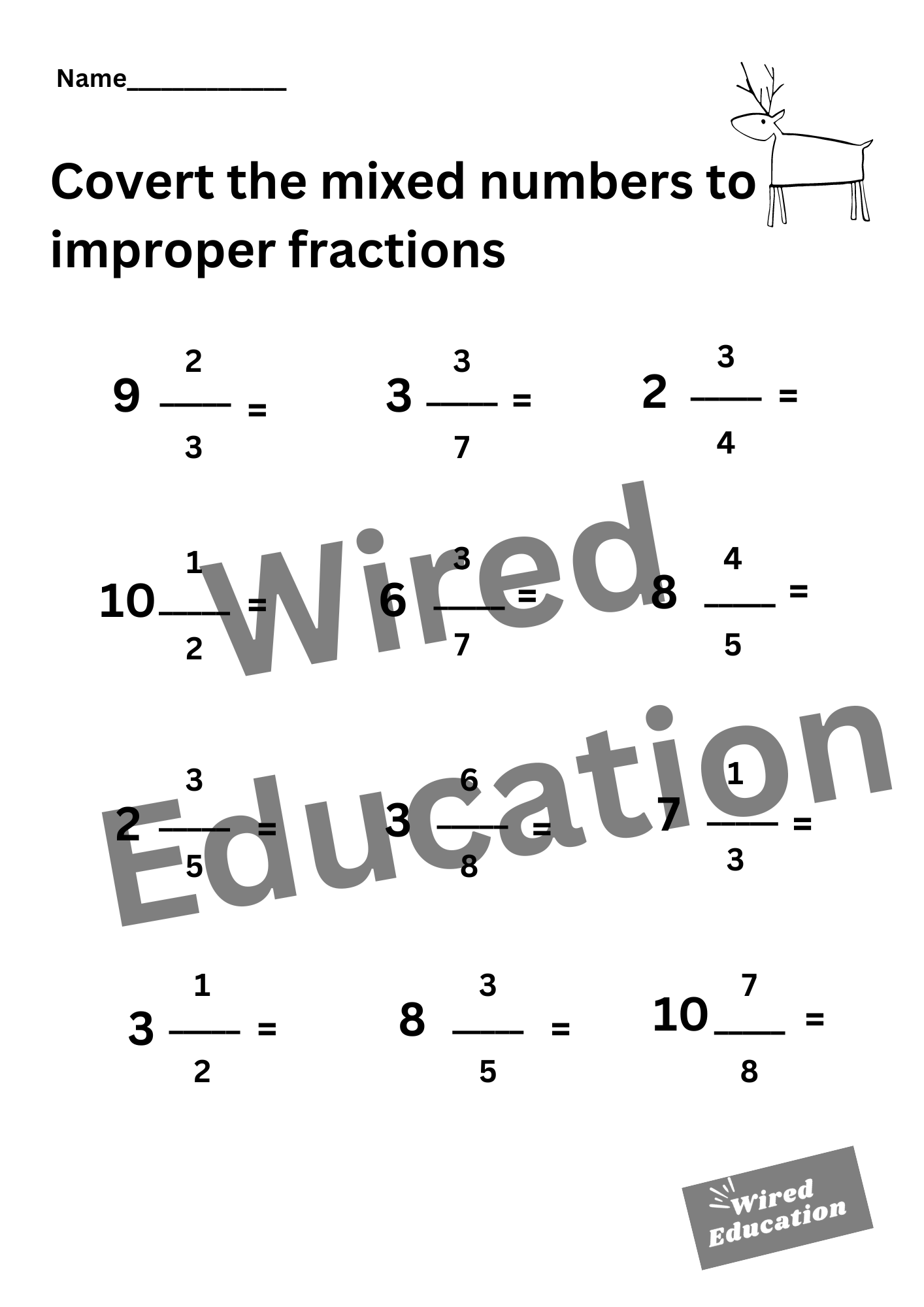 Converting mixed numbers to improper fractions