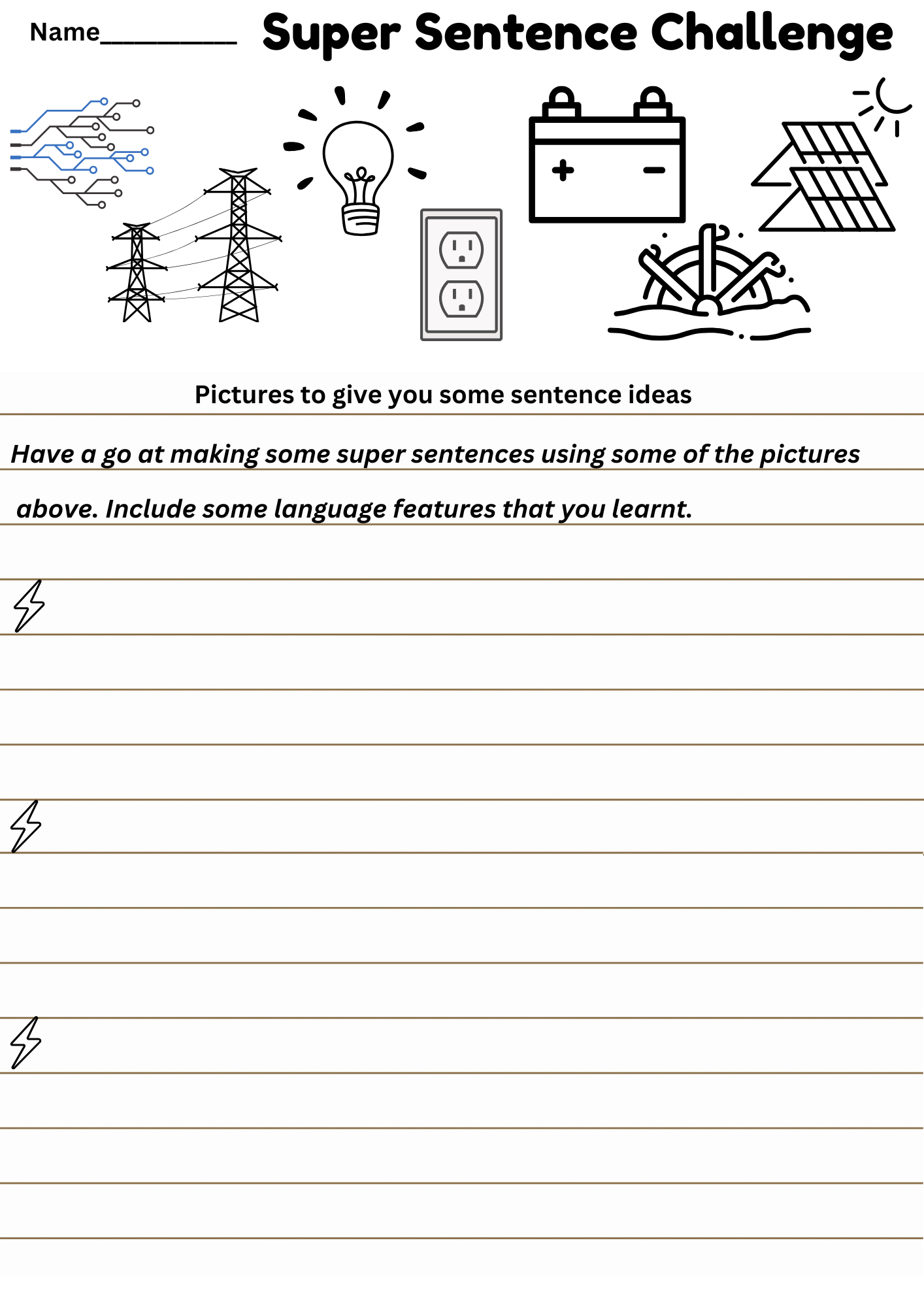 Super Sentences based on electricity