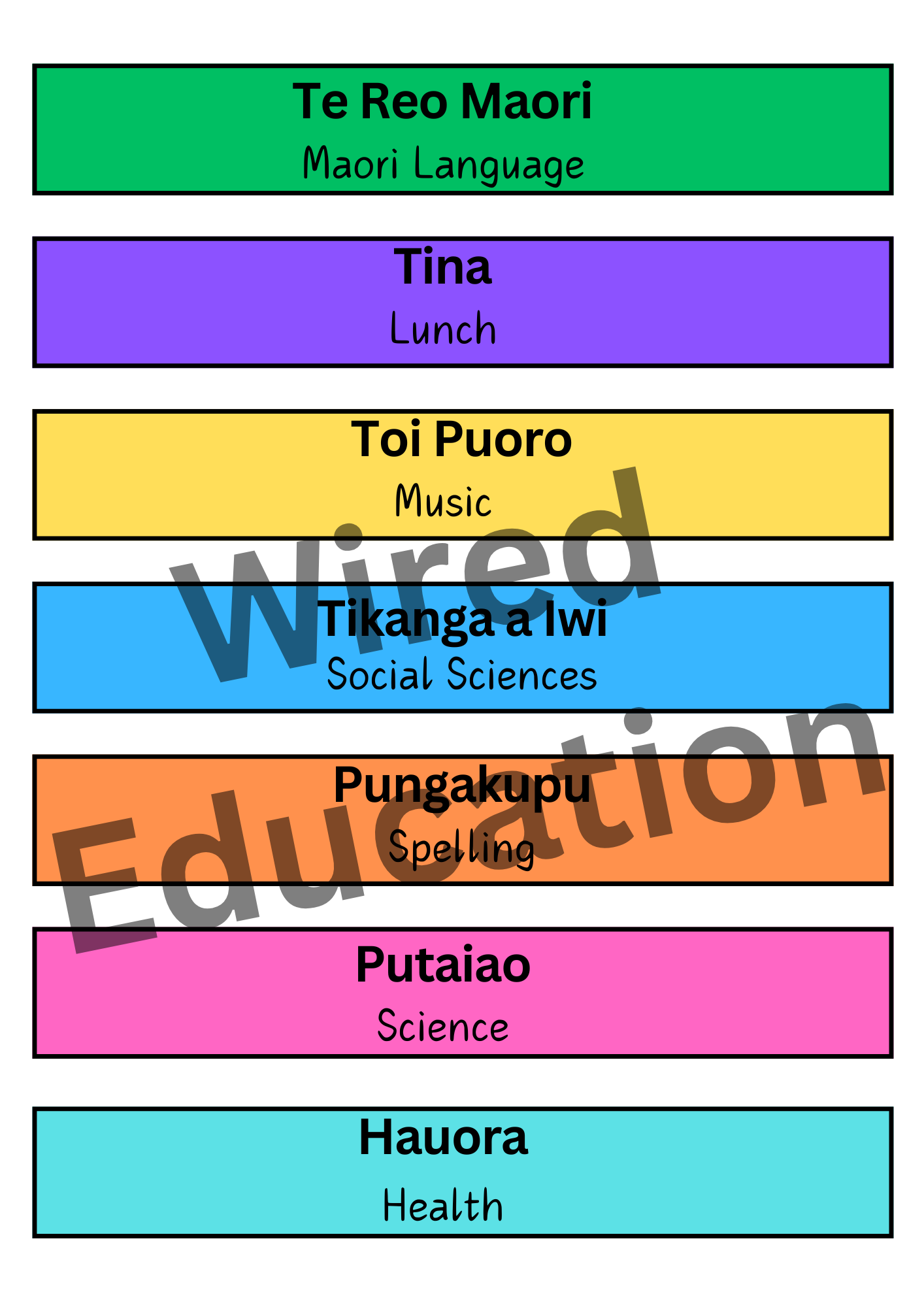 Older Maori Daily Timetable