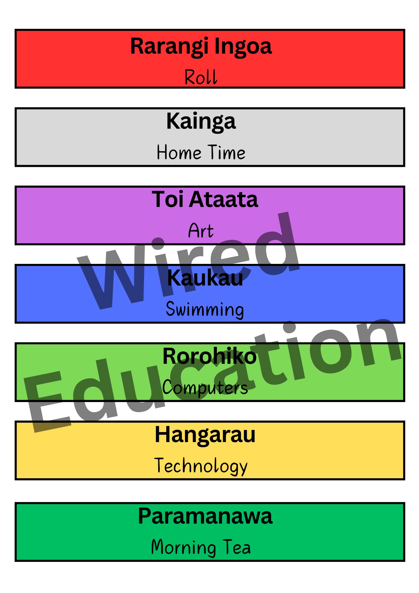 Older Maori Daily Timetable
