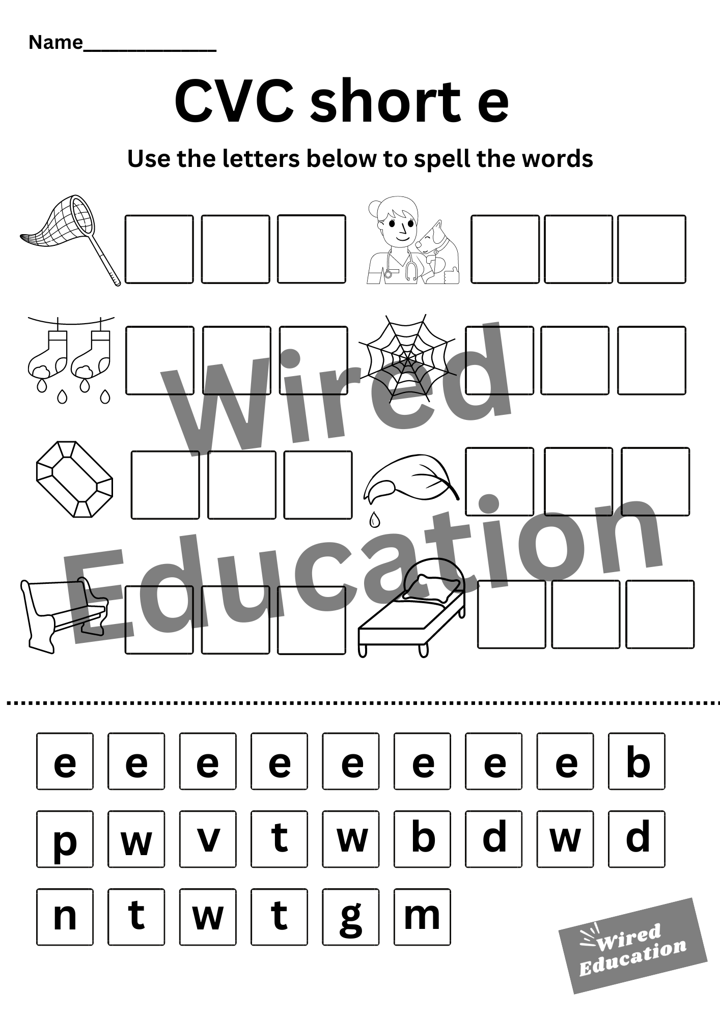 CVC short e spelling