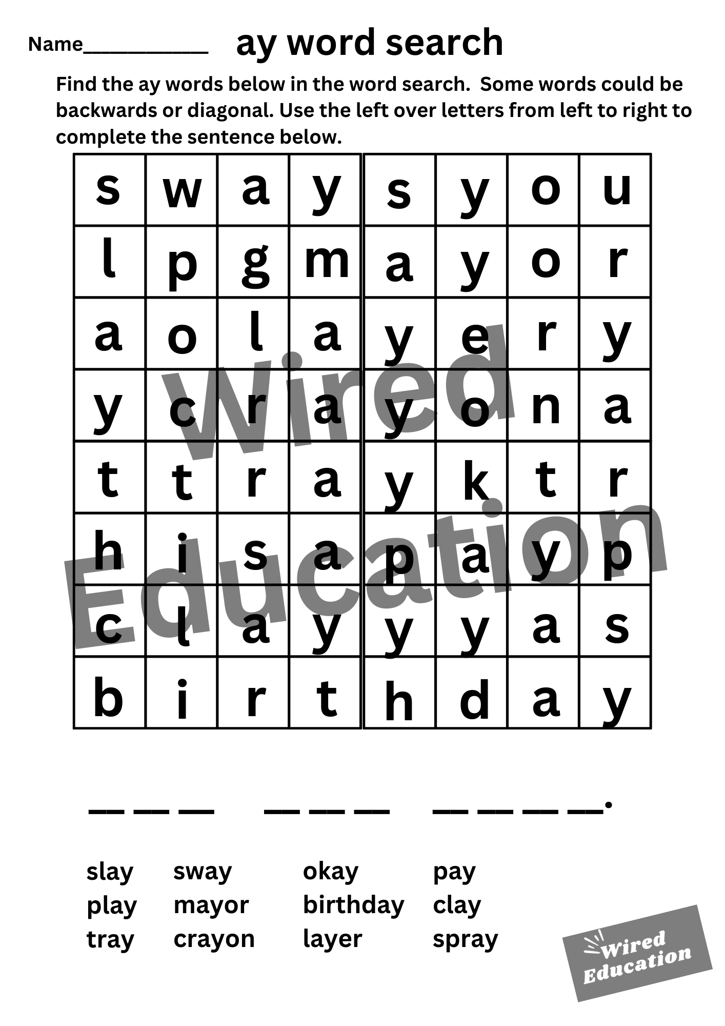 ay word search