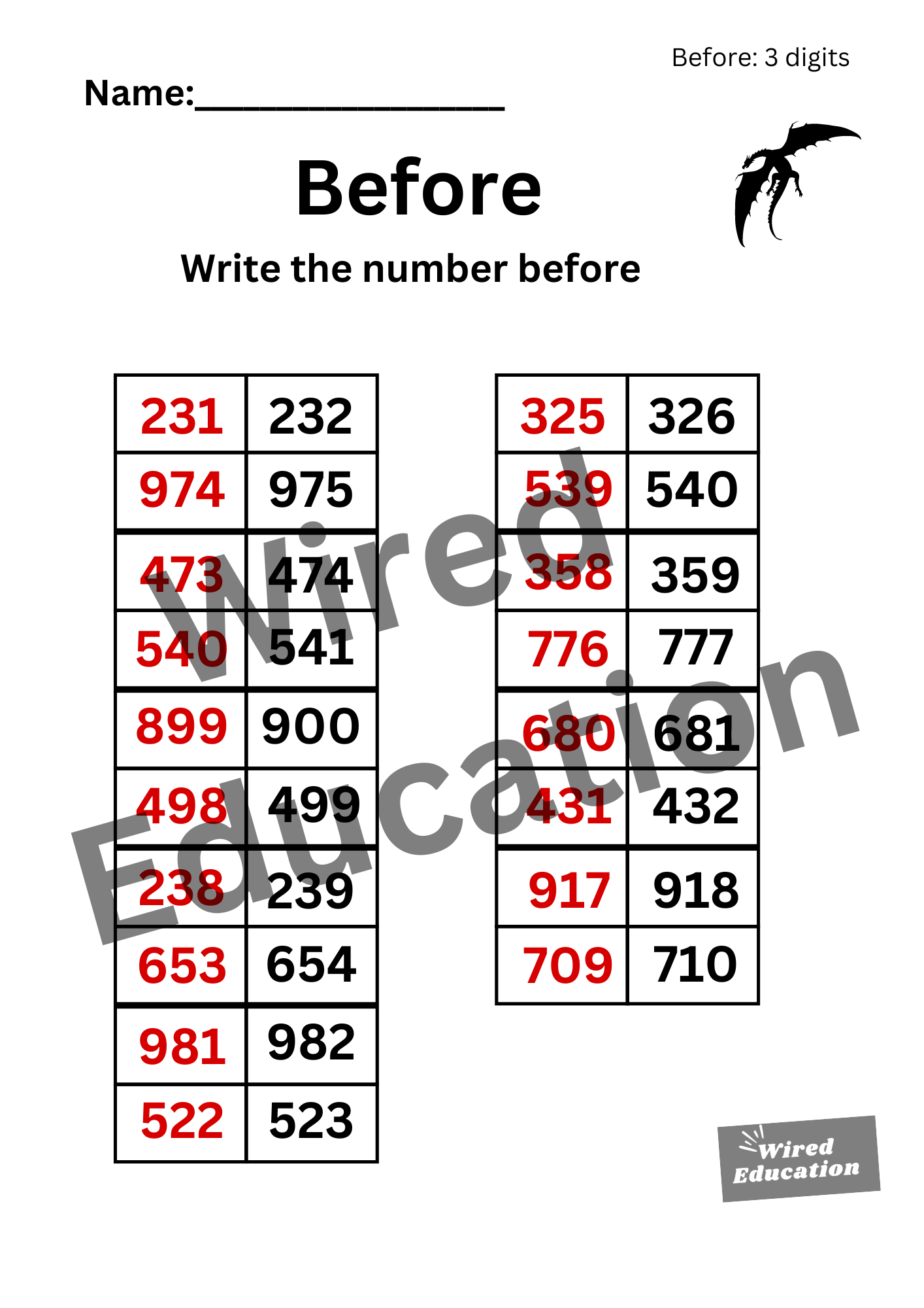 Numbers Before (3 digits)