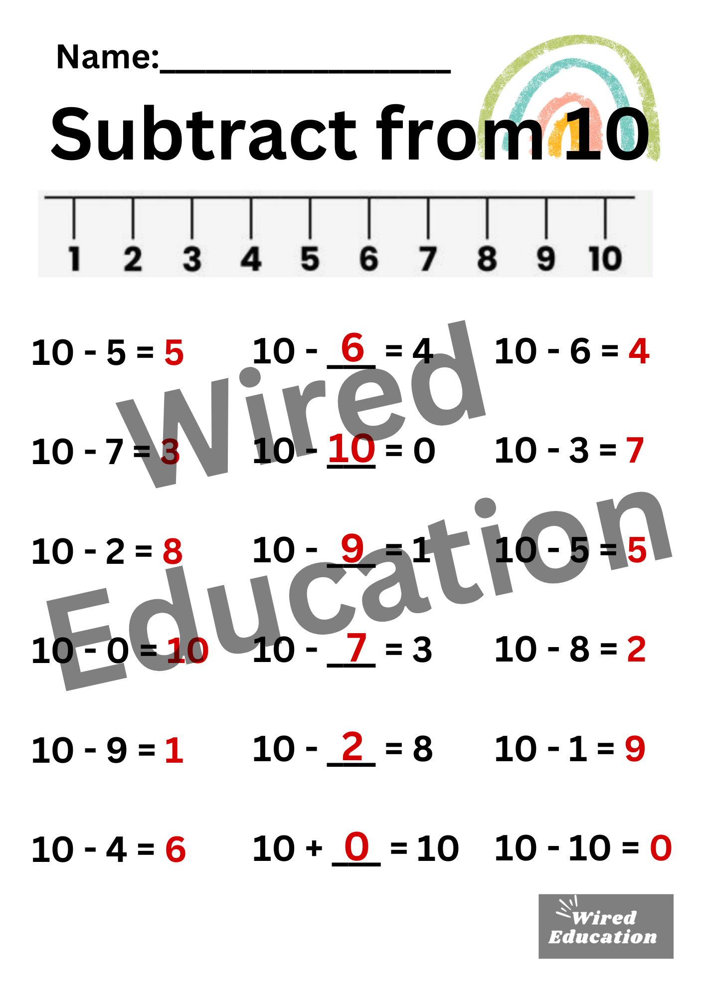 Subtraction from 10