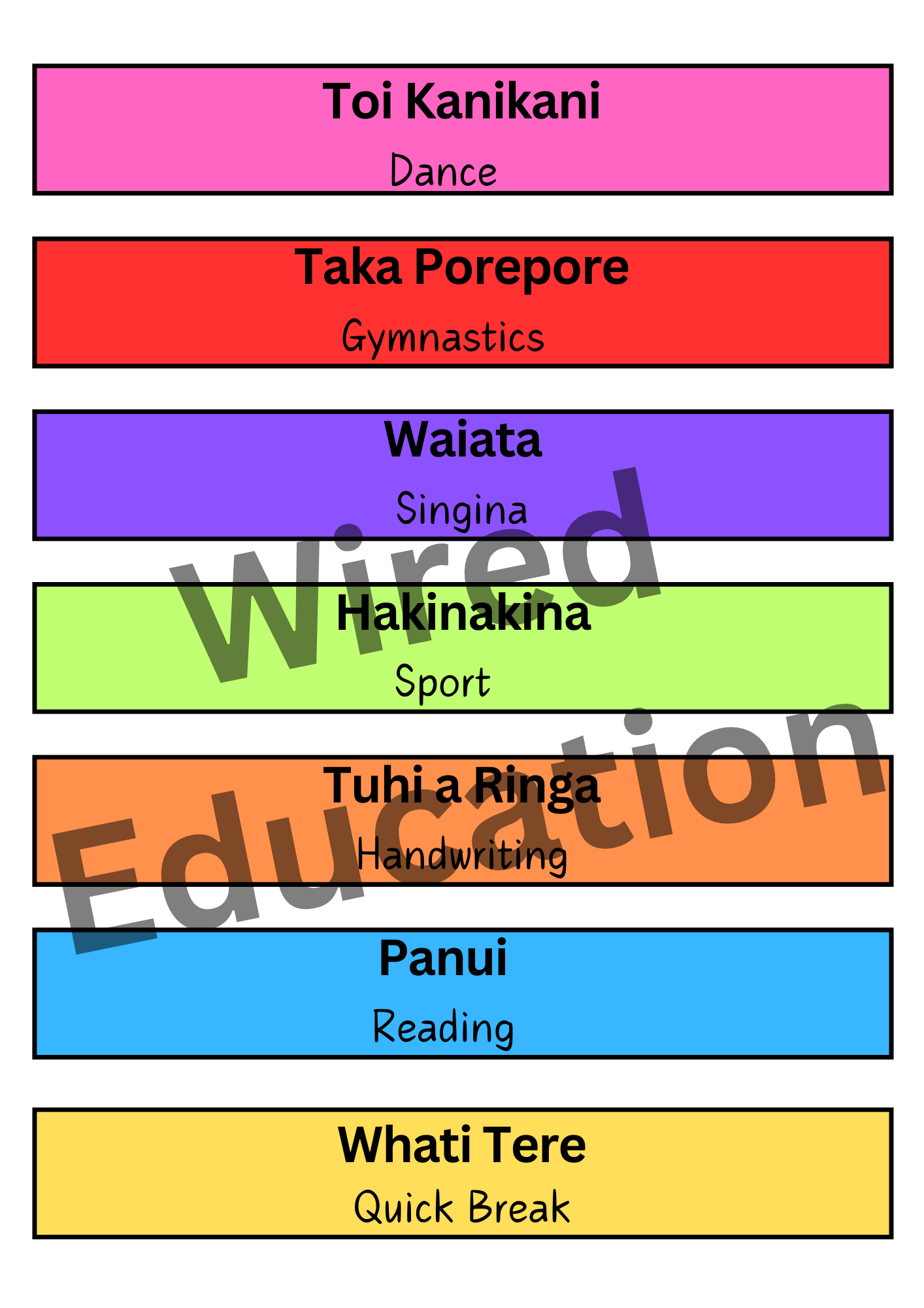 Older Maori Daily Timetable