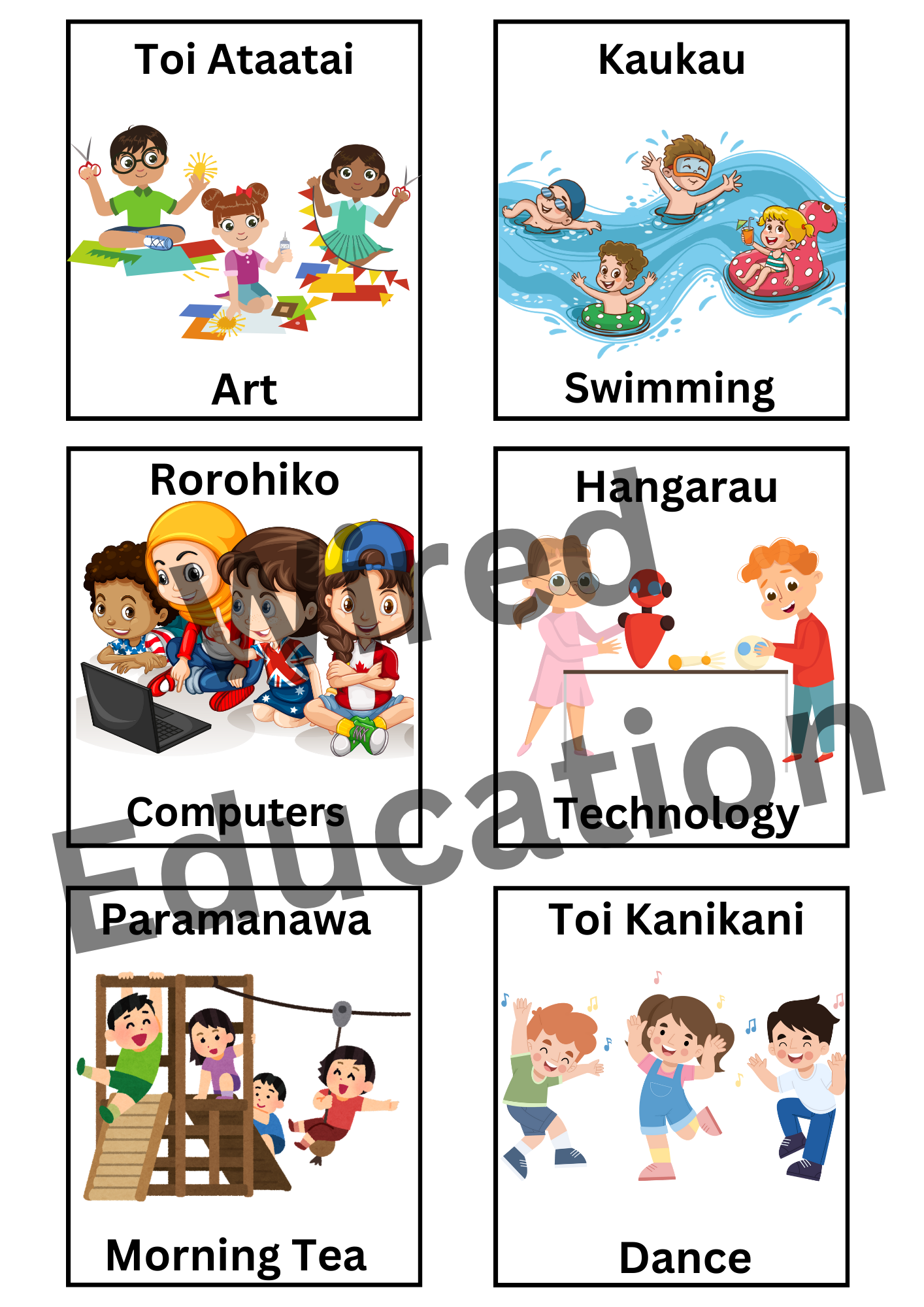Picture Maori/English timetable