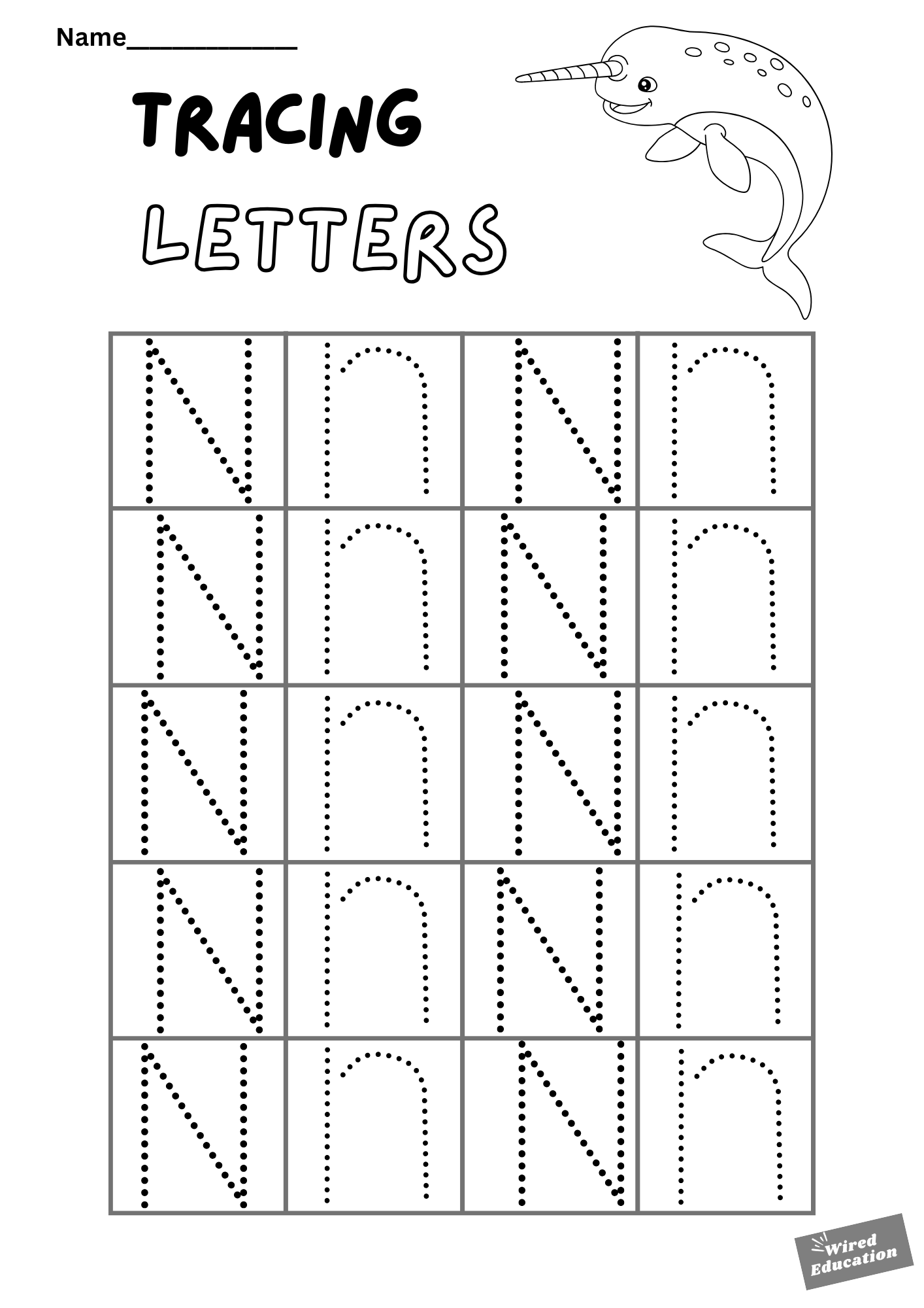 Letter tracing Nn