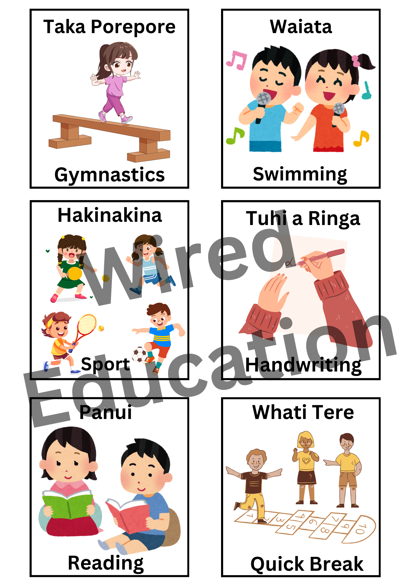 Picture Maori/English timetable