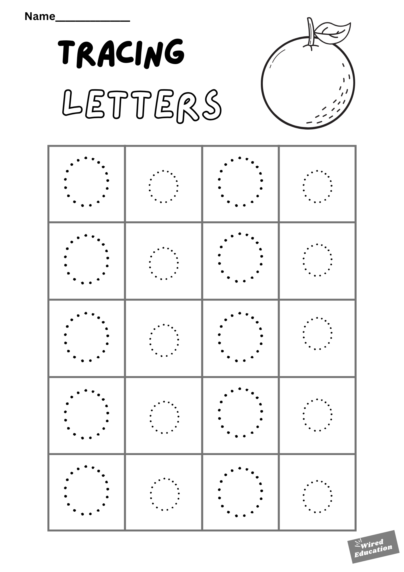 Letter tracing Oo