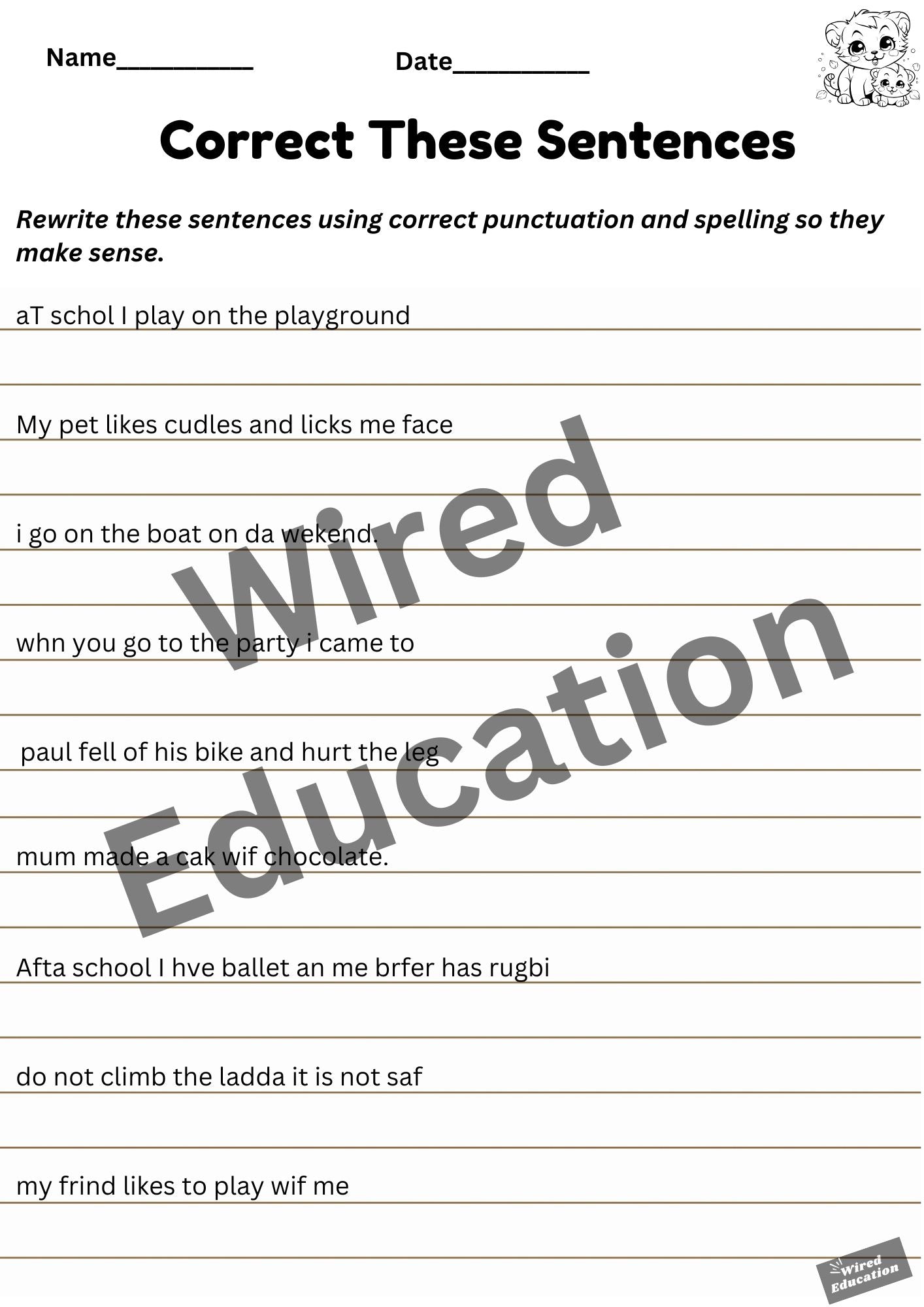 Correct these sentences