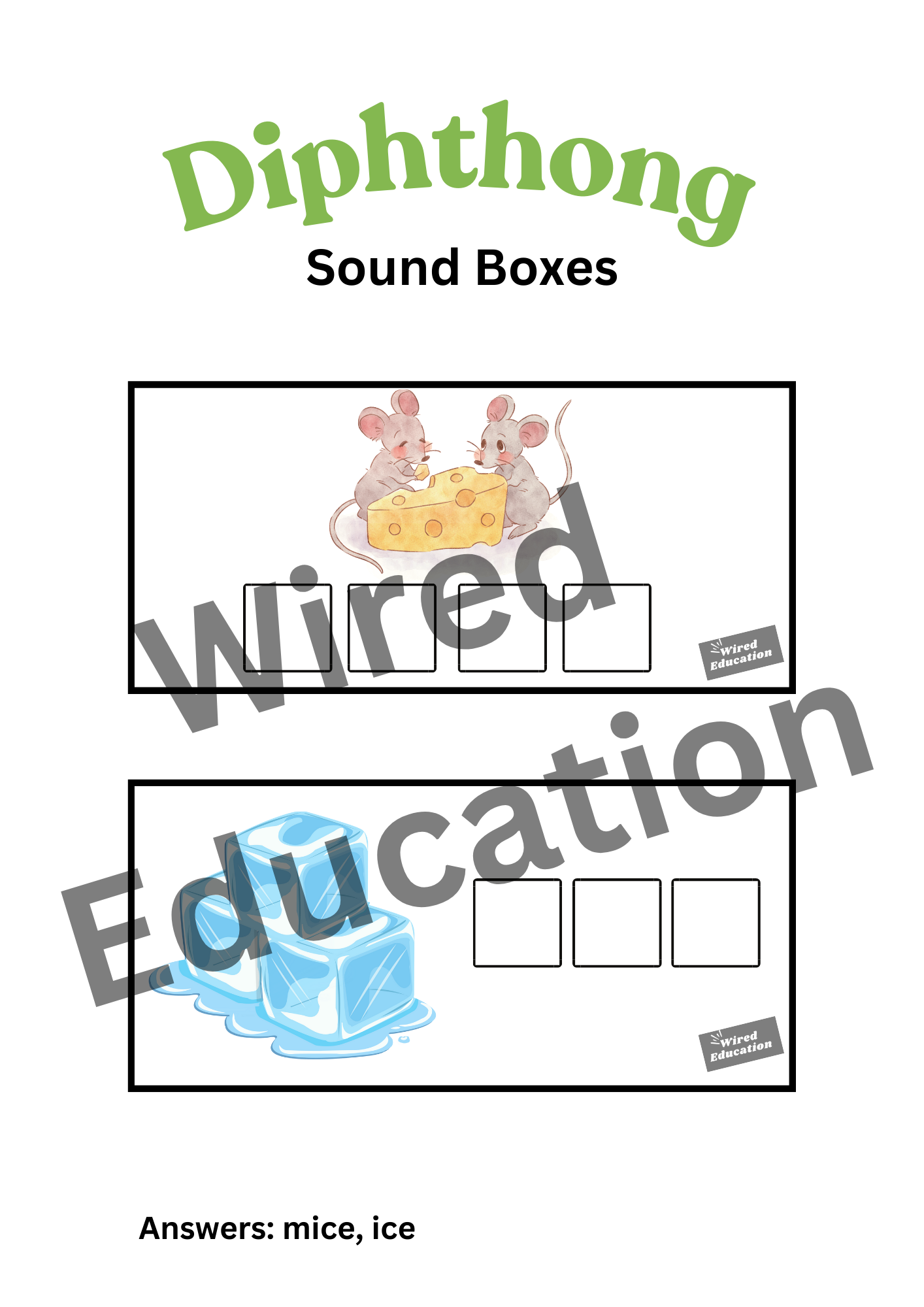 Diphthong Flash Cards