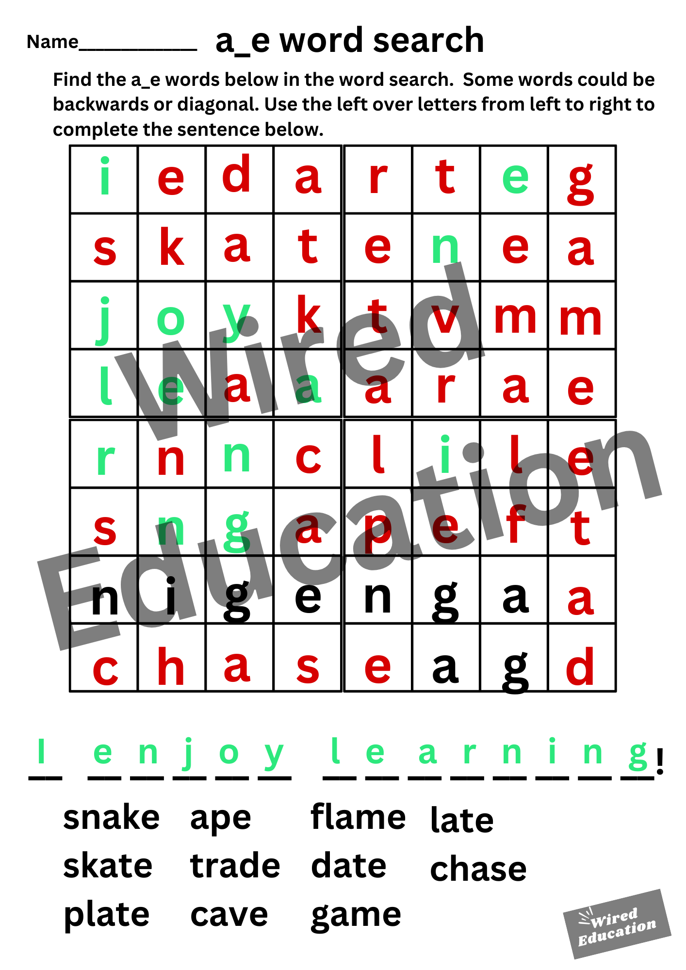 a_e word search