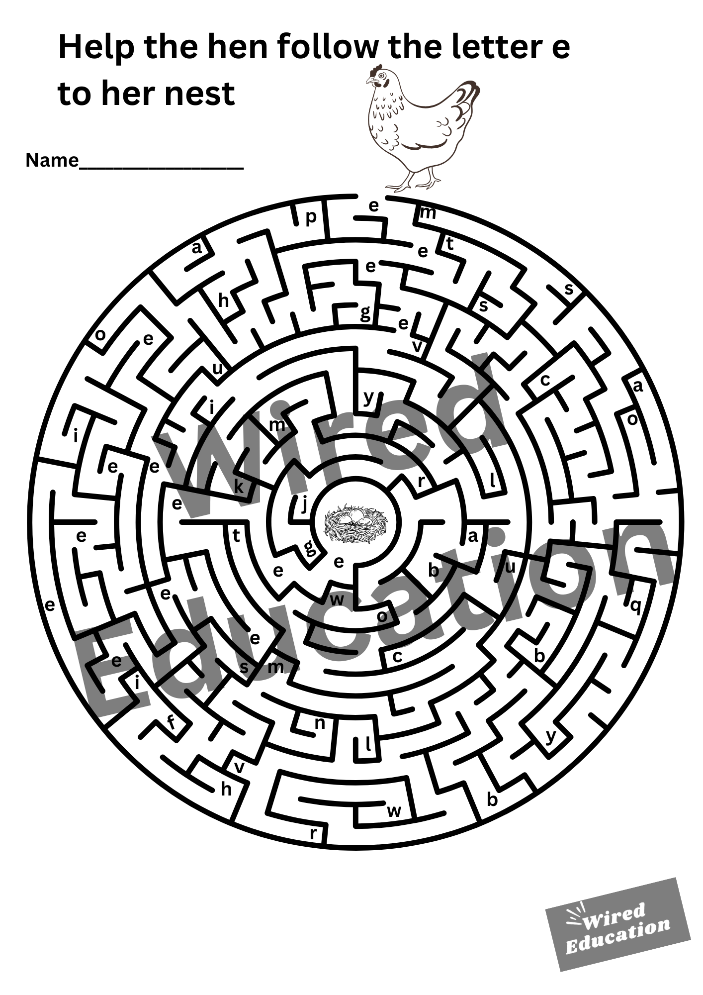 Letter E maze