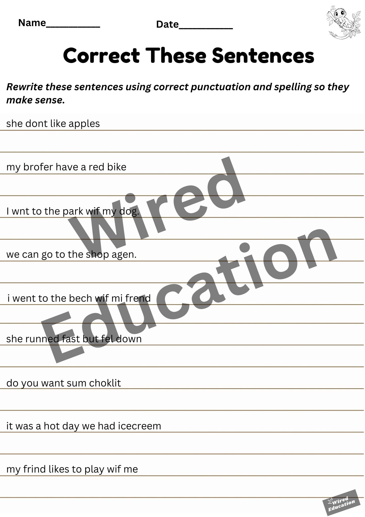 Correct these sentences