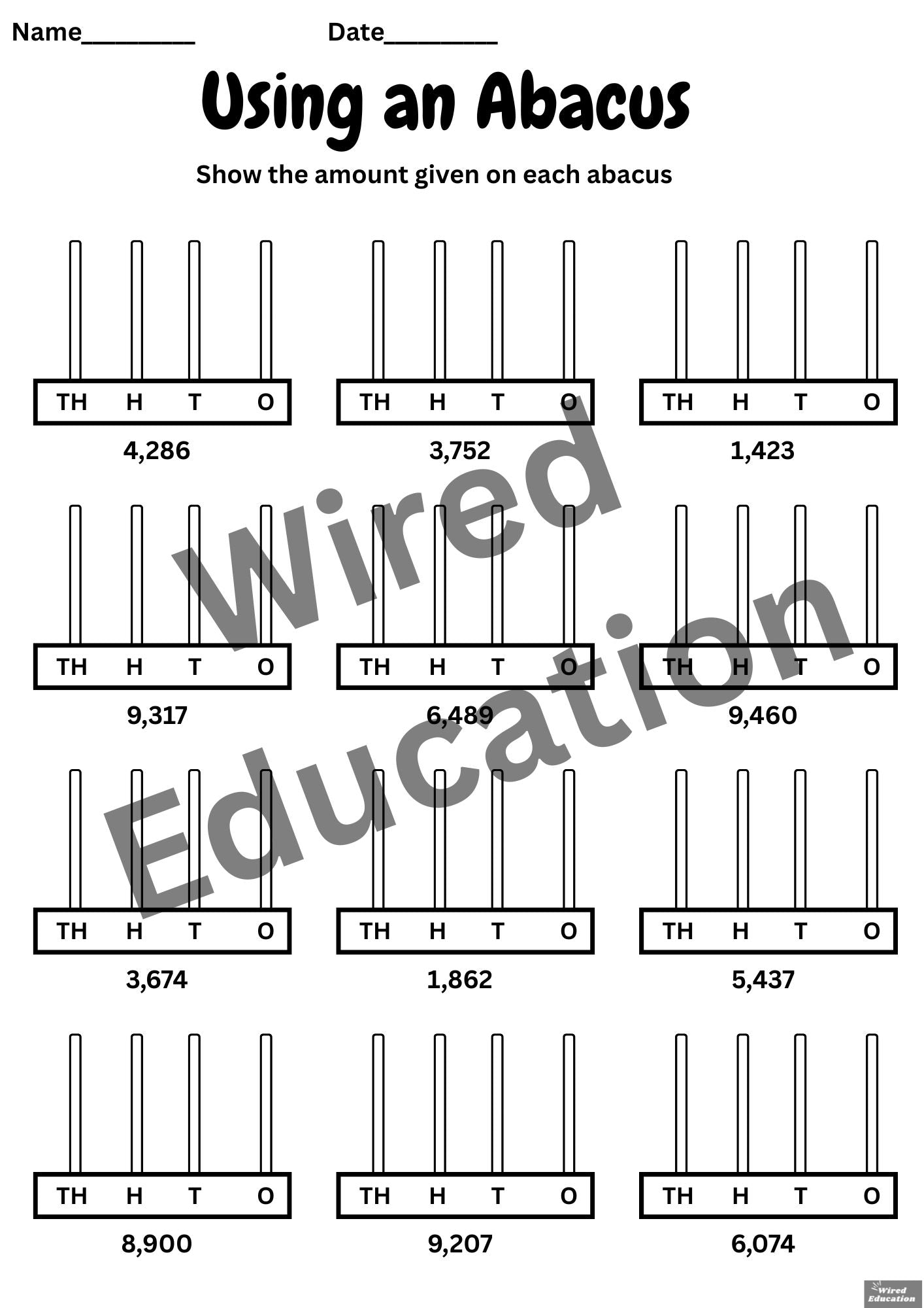 Using an abacus: Thousands