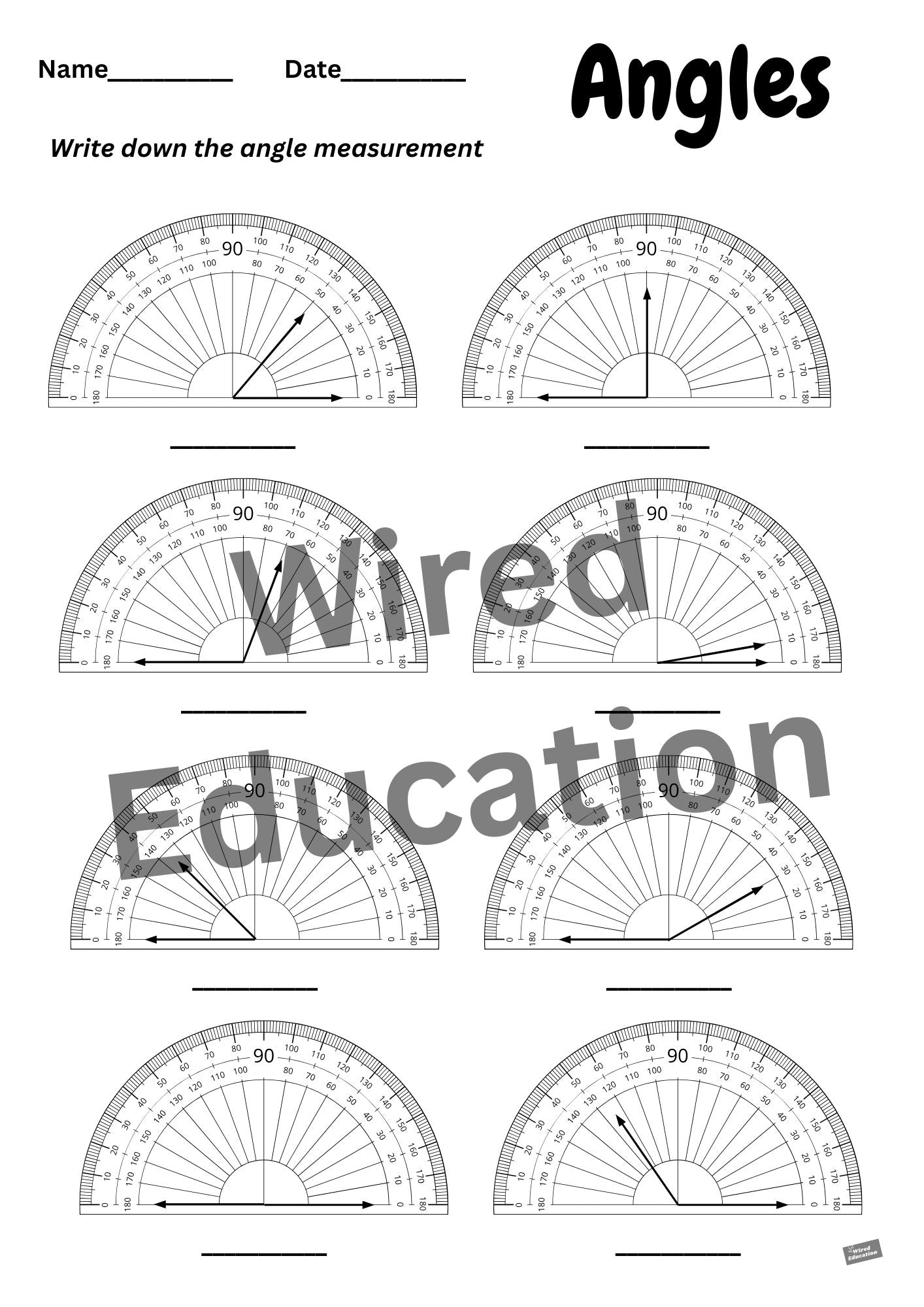 Read the angle on the protractor