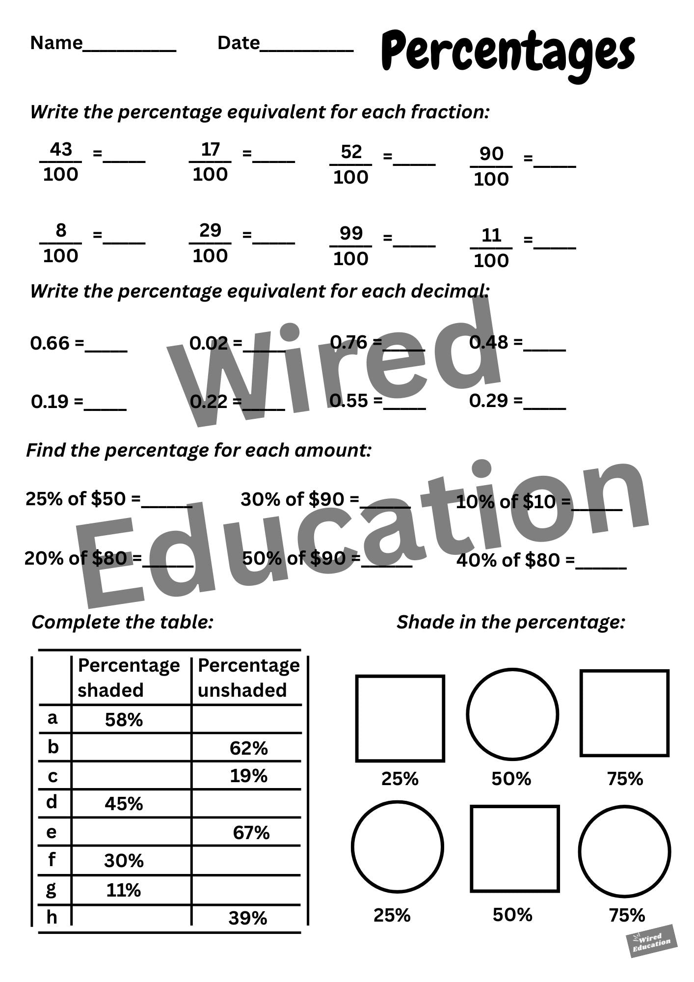 Converting percentages
