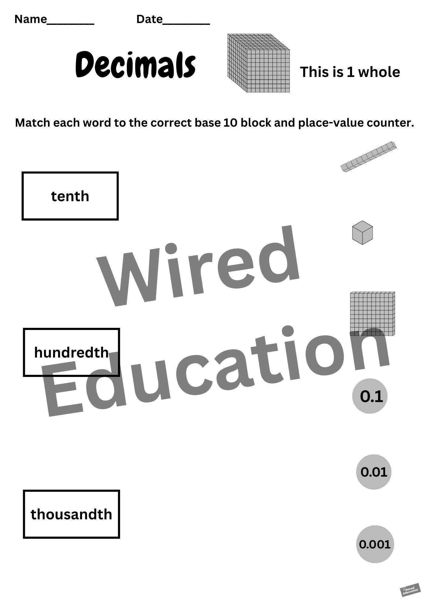 Matching decimals